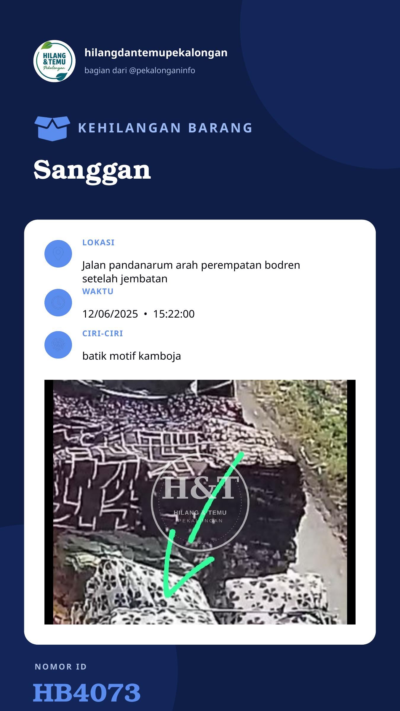 Story 9:16 laporan Sanggan