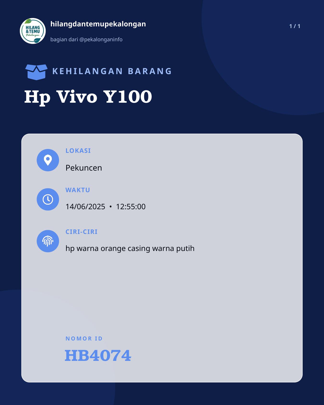 Slide laporan Hp Vivo Y100 (HB4074)