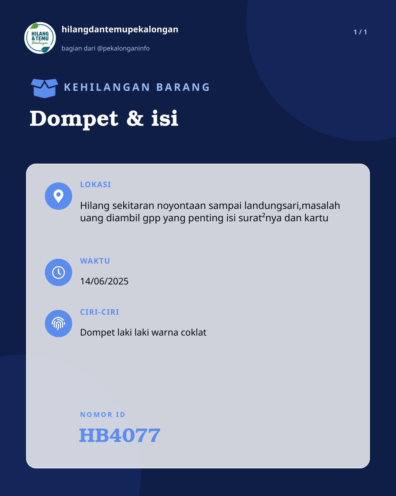 Slide laporan Dompet & isi (HB4077)
