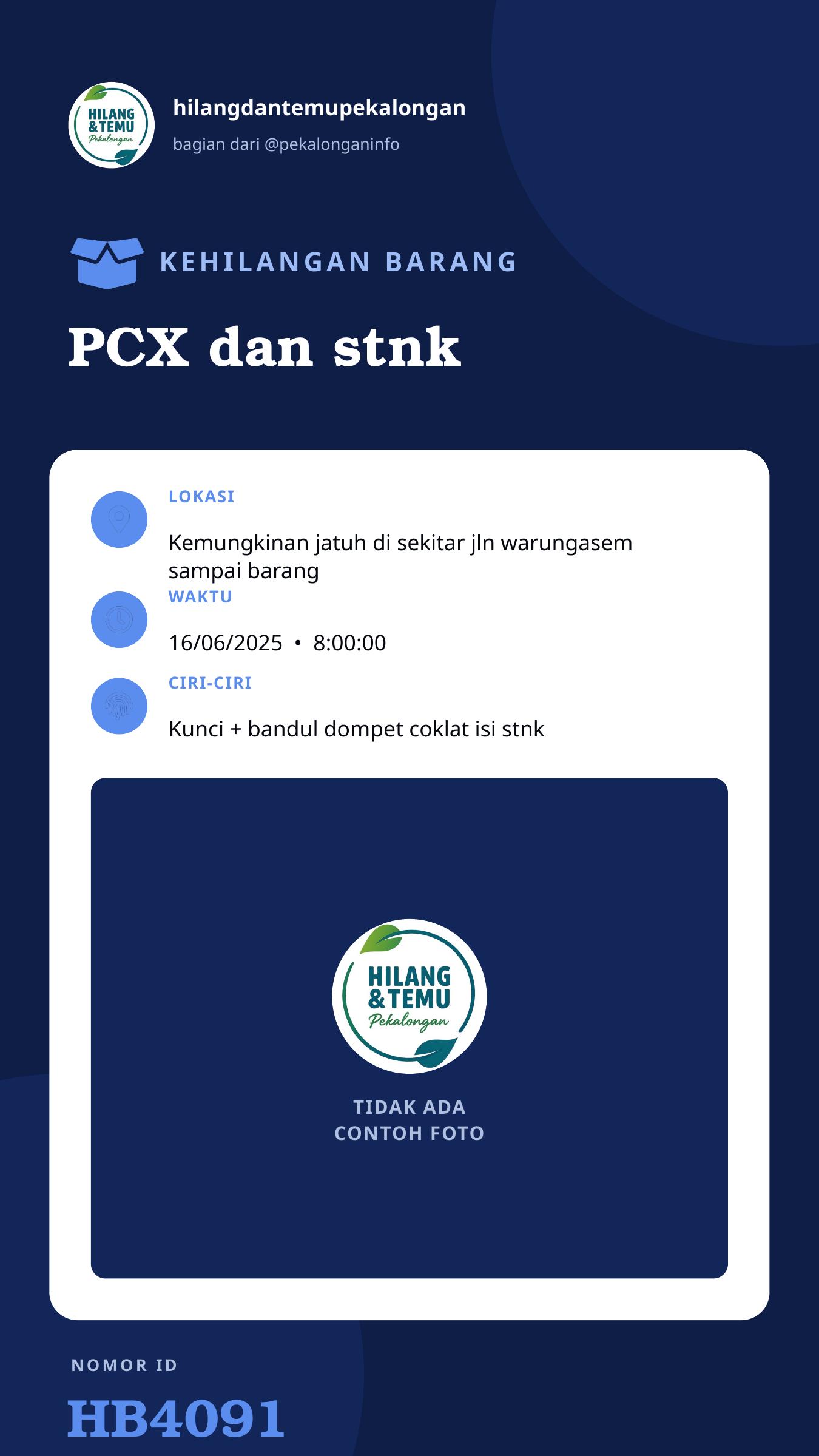 Story 9:16 laporan PCX dan stnk