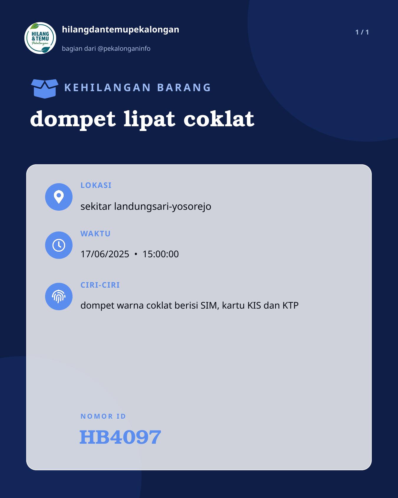 Slide laporan dompet lipat coklat (HB4097)