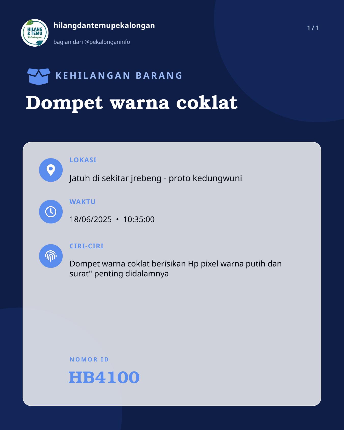 Slide laporan Dompet warna coklat (HB4100)
