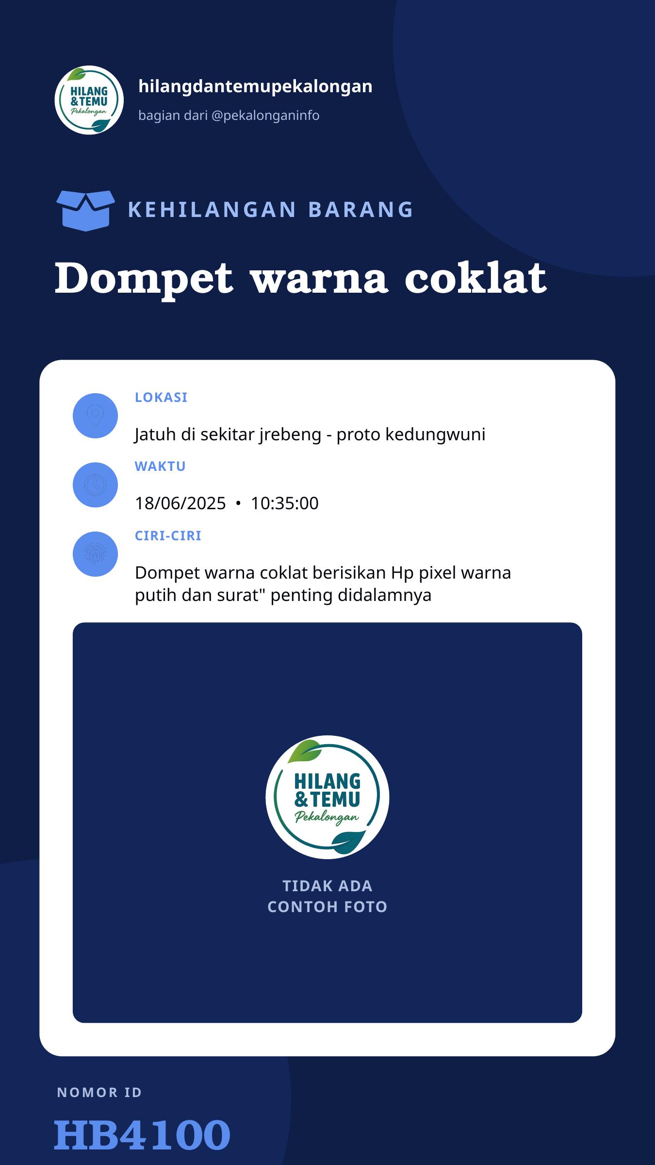 Story 9:16 laporan Dompet warna coklat