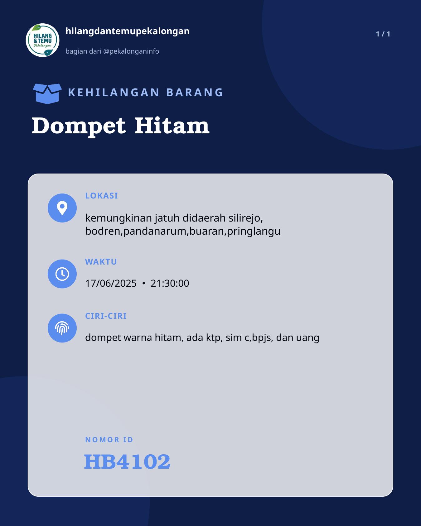 Slide laporan Dompet Hitam (HB4102)