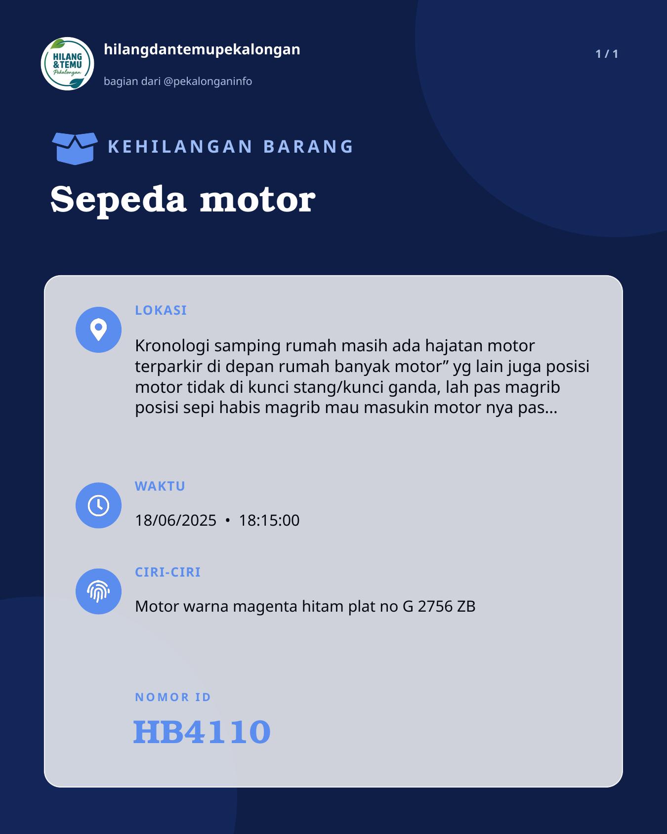 Slide laporan Sepeda motor (HB4110)
