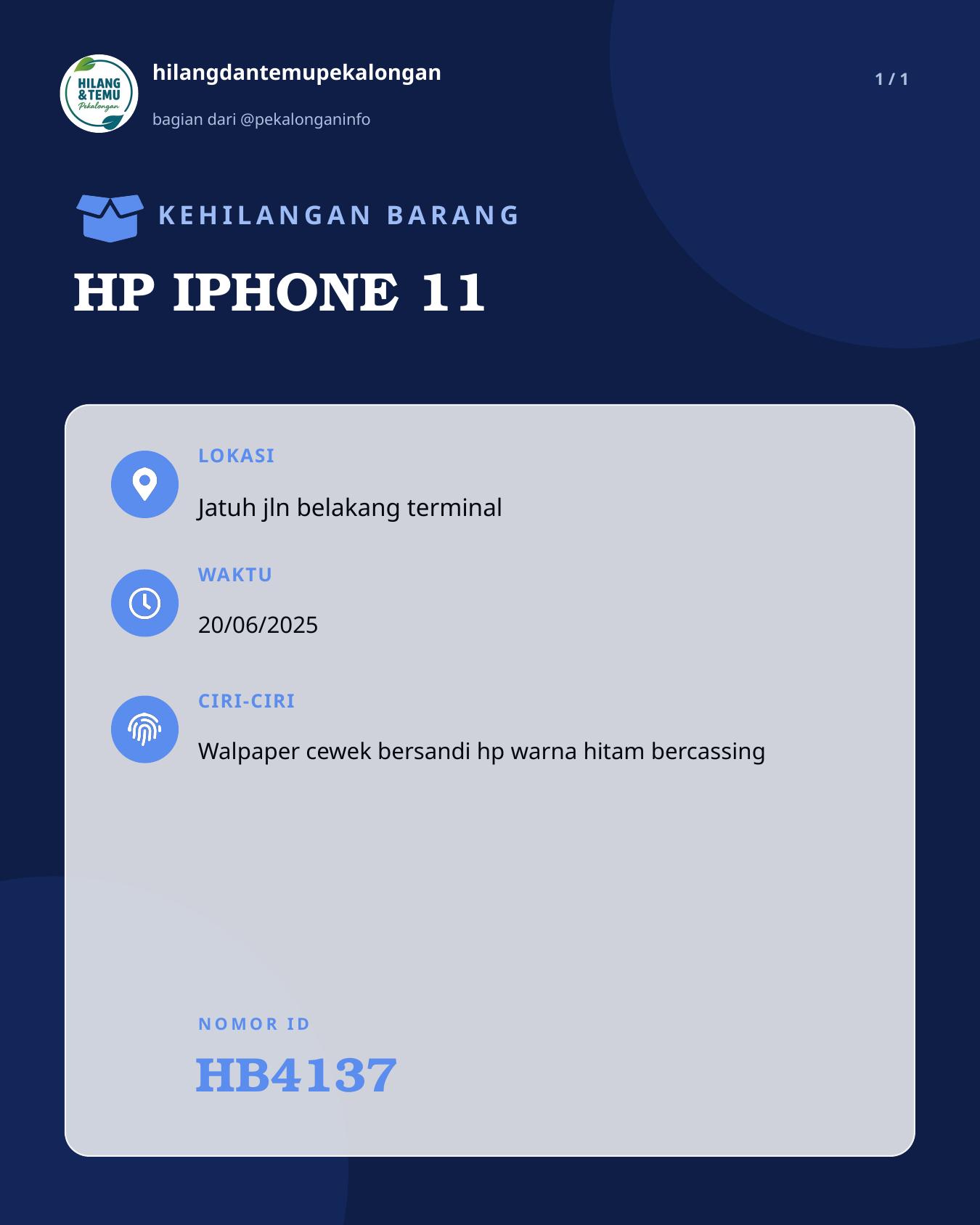 Slide laporan HP IPHONE 11 (HB4137)