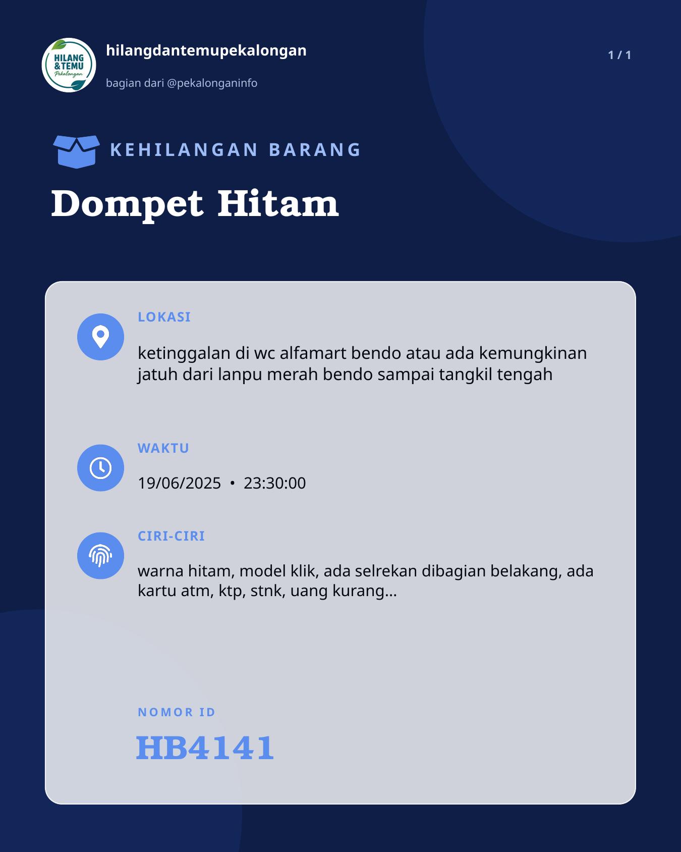 Slide laporan Dompet Hitam (HB4141)