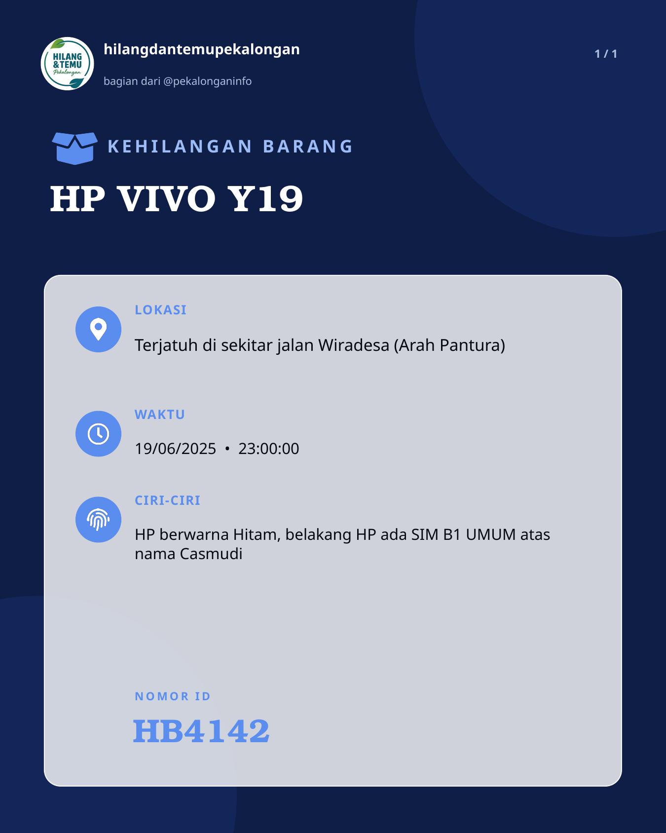 Slide laporan HP VIVO Y19 (HB4142)
