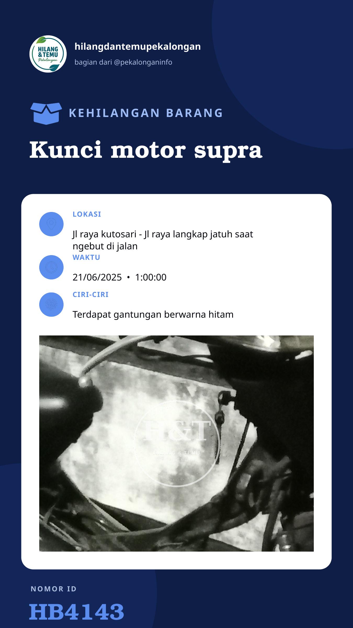 Story 9:16 laporan Kunci motor supra