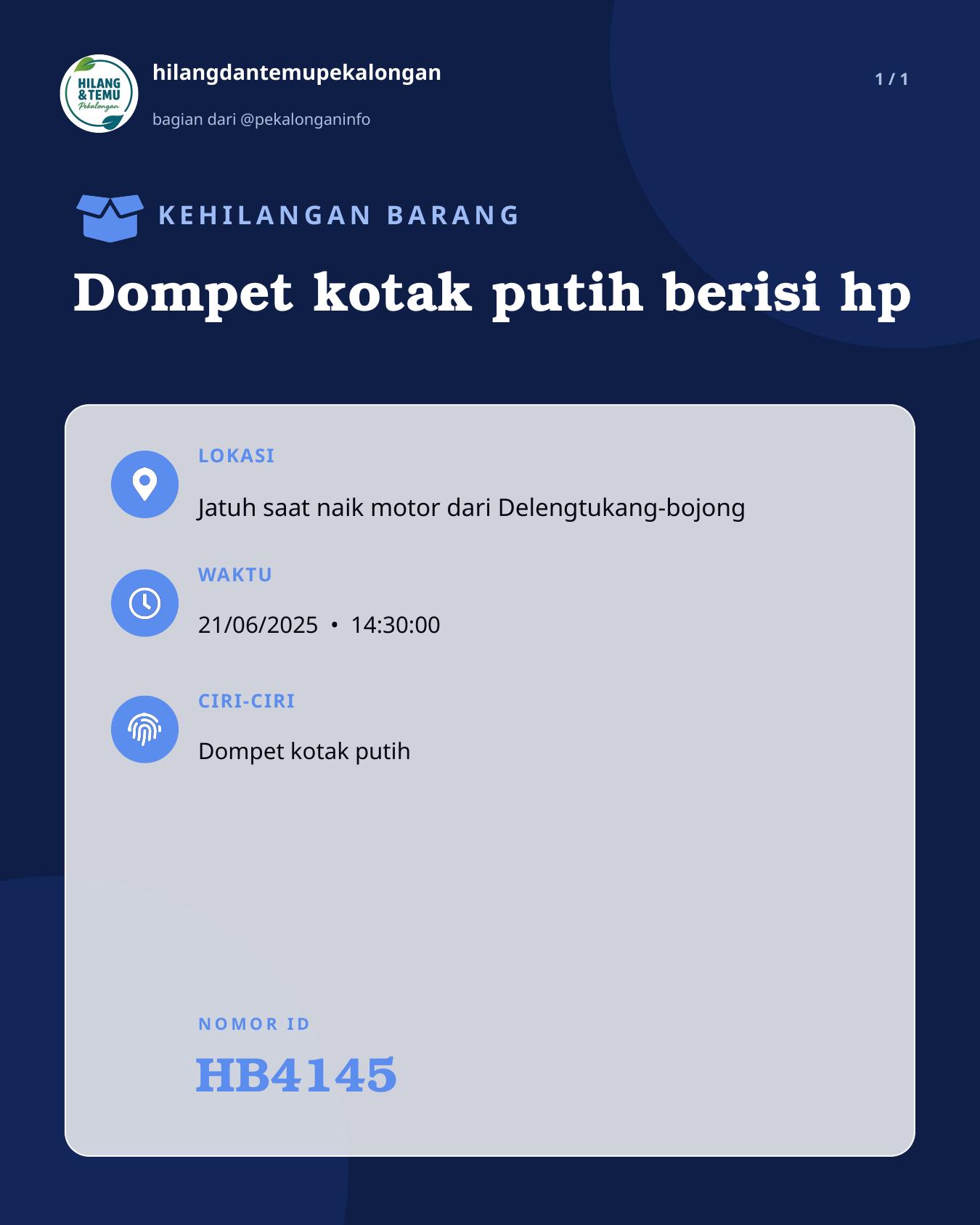 Slide laporan Dompet kotak putih berisi hp (HB4145)