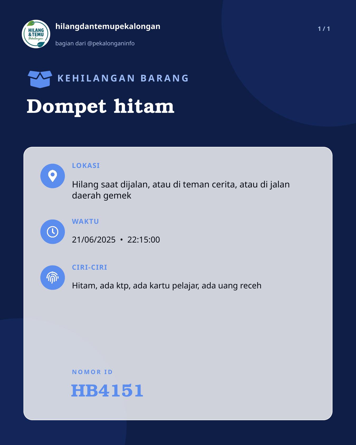 Slide laporan Dompet hitam (HB4151)