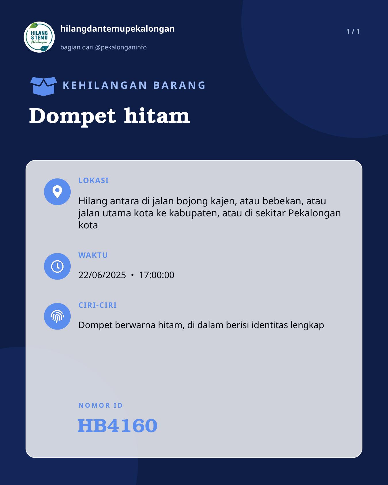 Slide laporan Dompet hitam (HB4160)