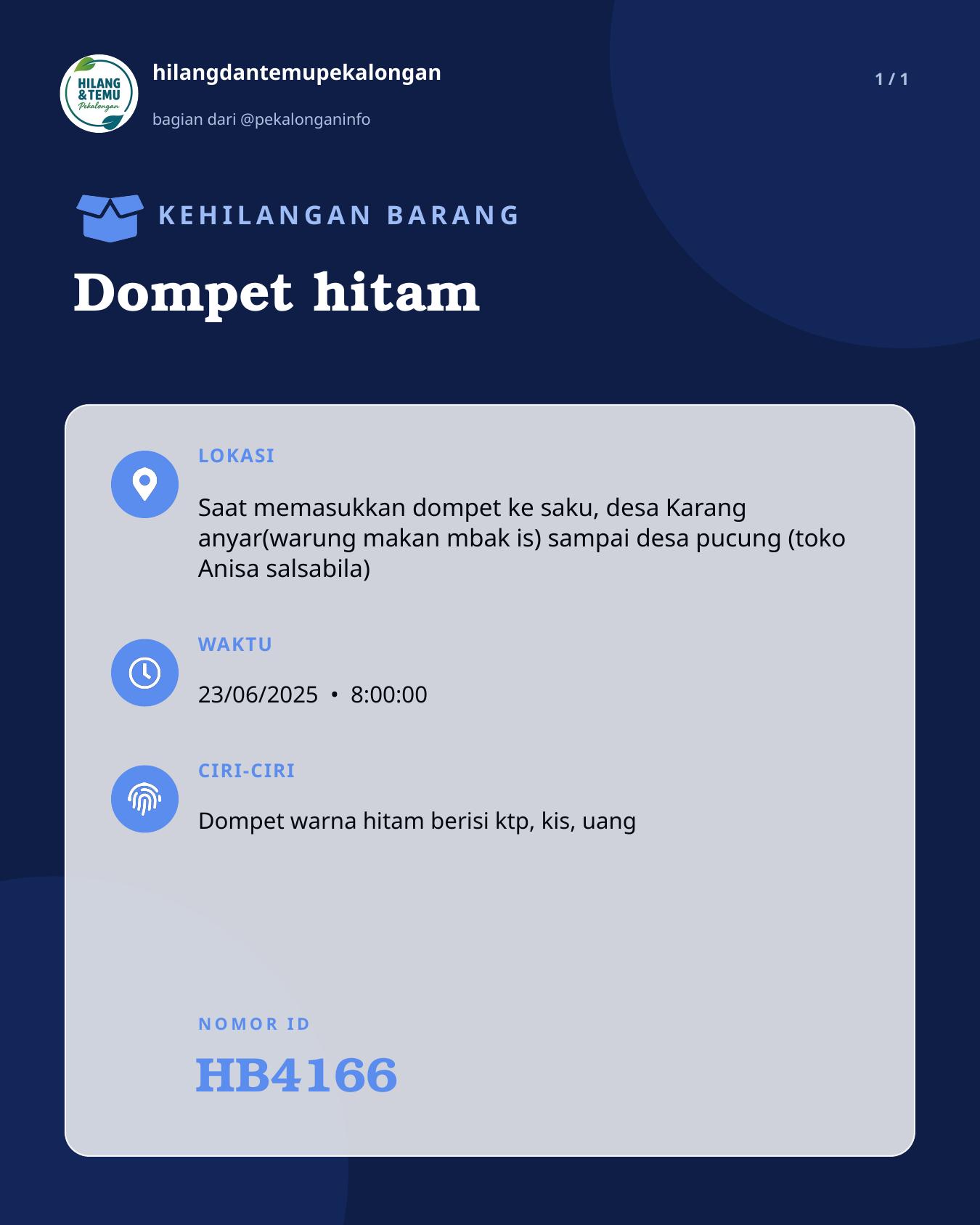 Slide laporan Dompet hitam (HB4166)