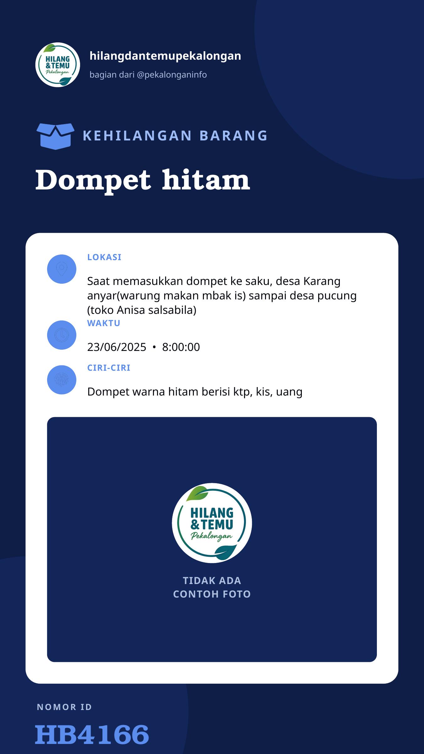Story 9:16 laporan Dompet hitam