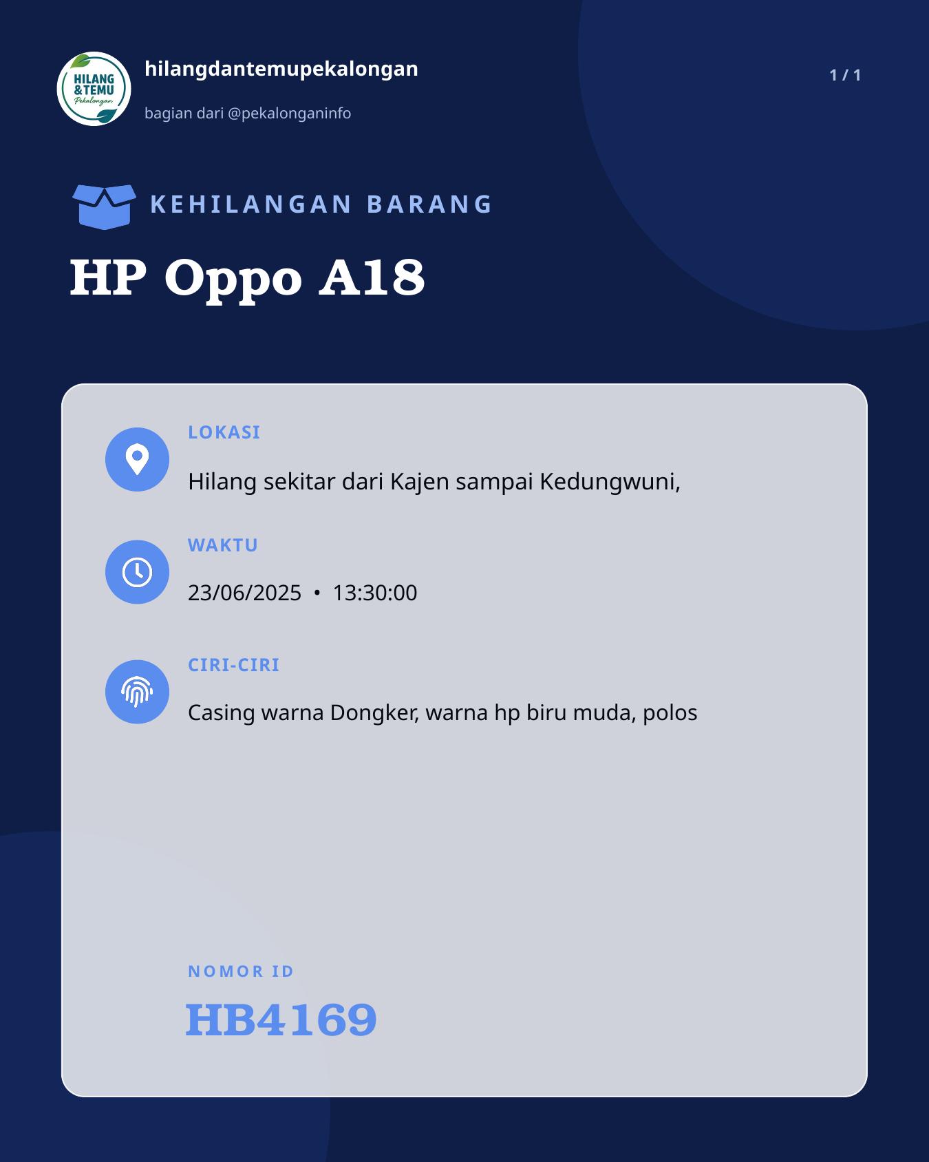 Slide laporan HP Oppo A18 (HB4169)