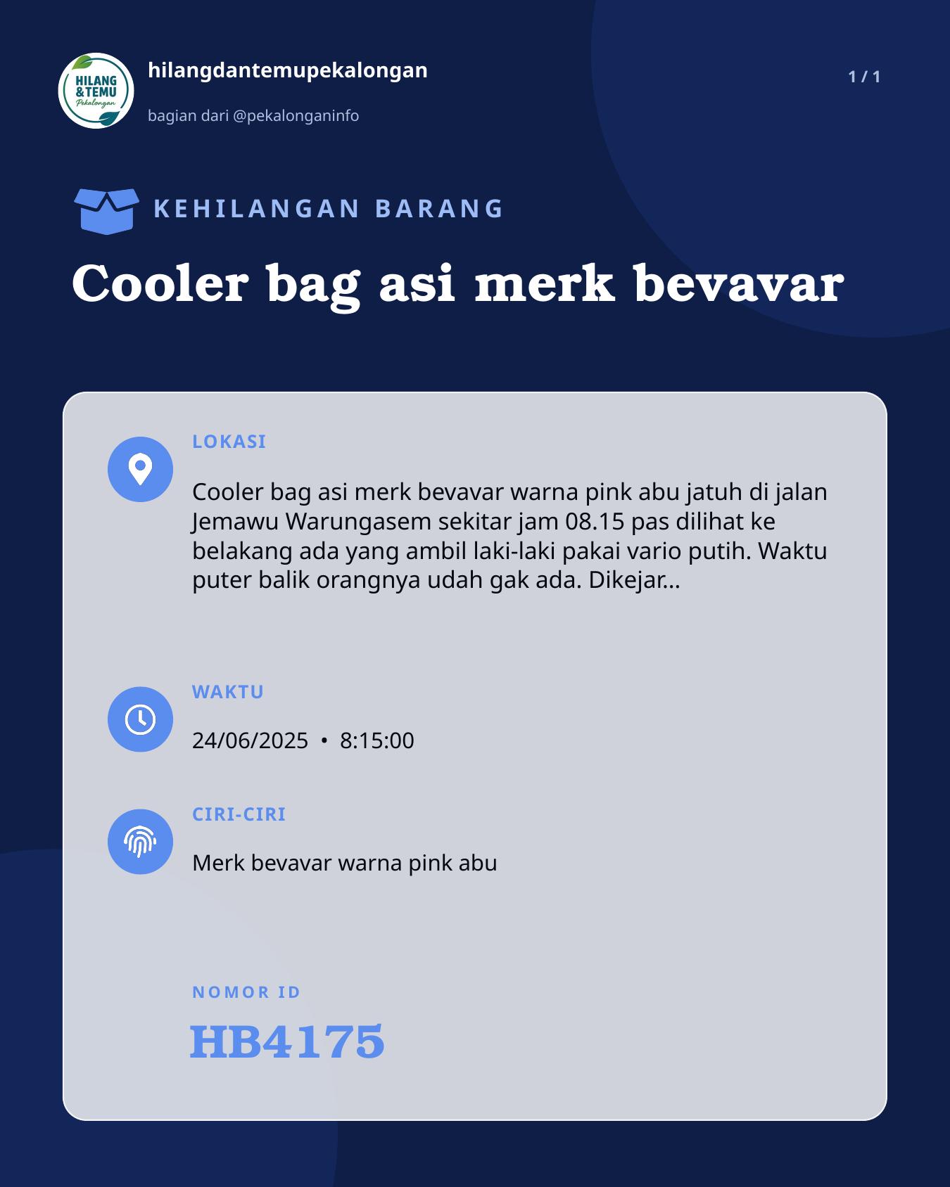 Slide laporan Cooler bag asi merk bevavar (HB4175)