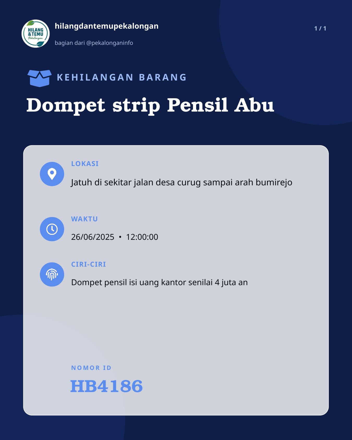 Slide laporan Dompet strip Pensil Abu (HB4186)