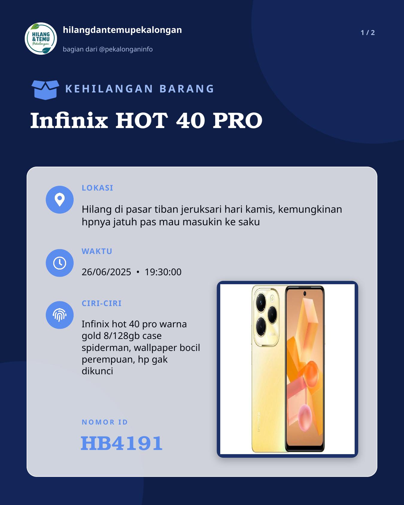 Slide 1 laporan Infinix HOT 40 PRO