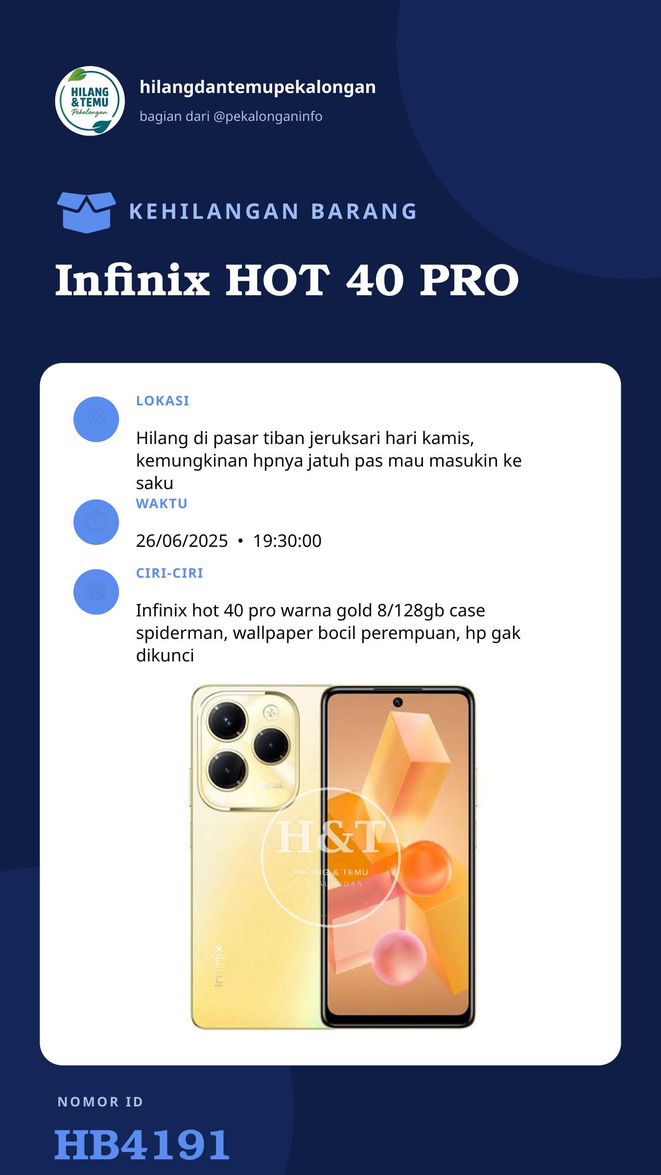 Story 9:16 laporan Infinix HOT 40 PRO