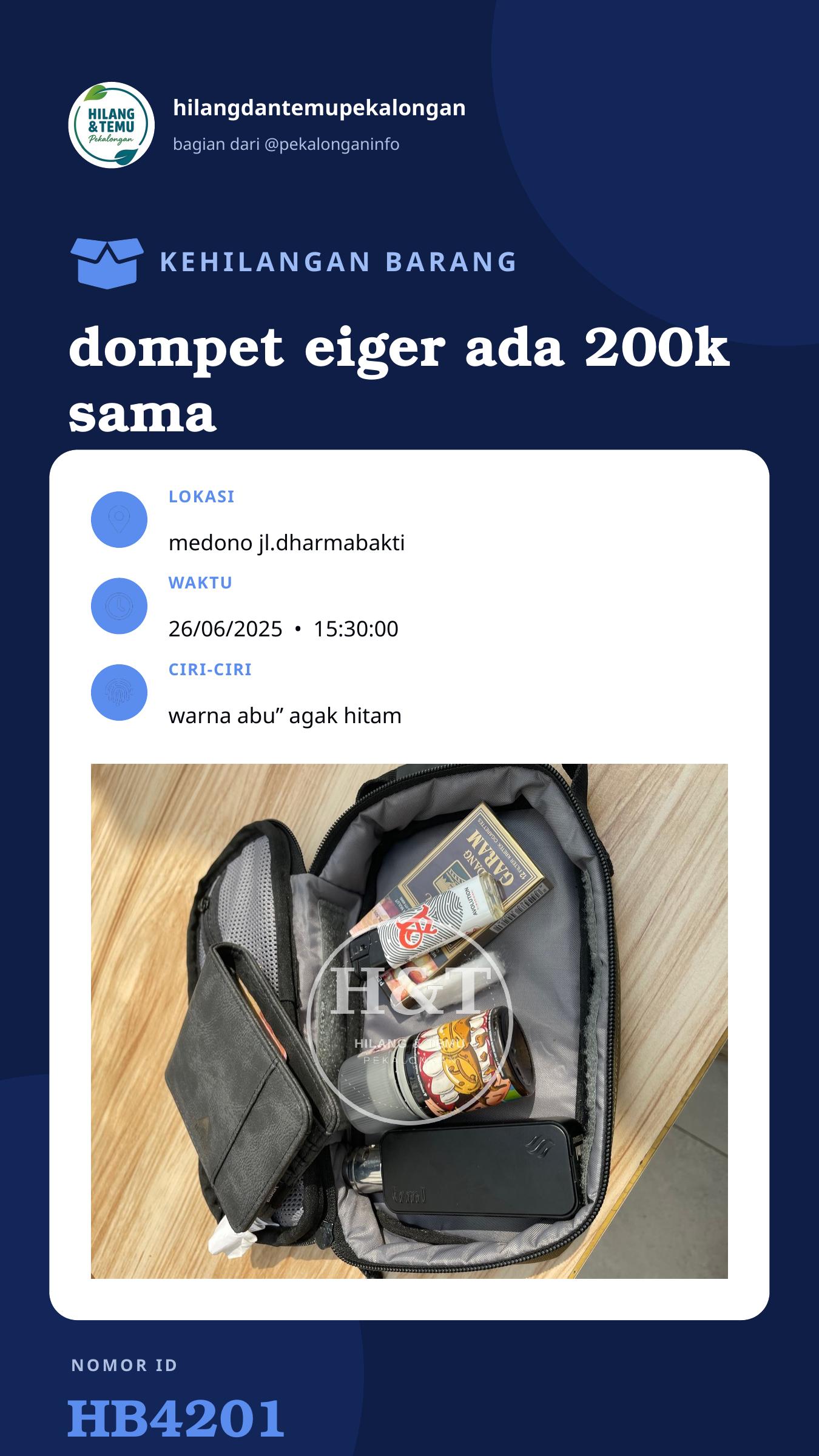 Story 9:16 laporan dompet eiger ada 200k sama kartu atm