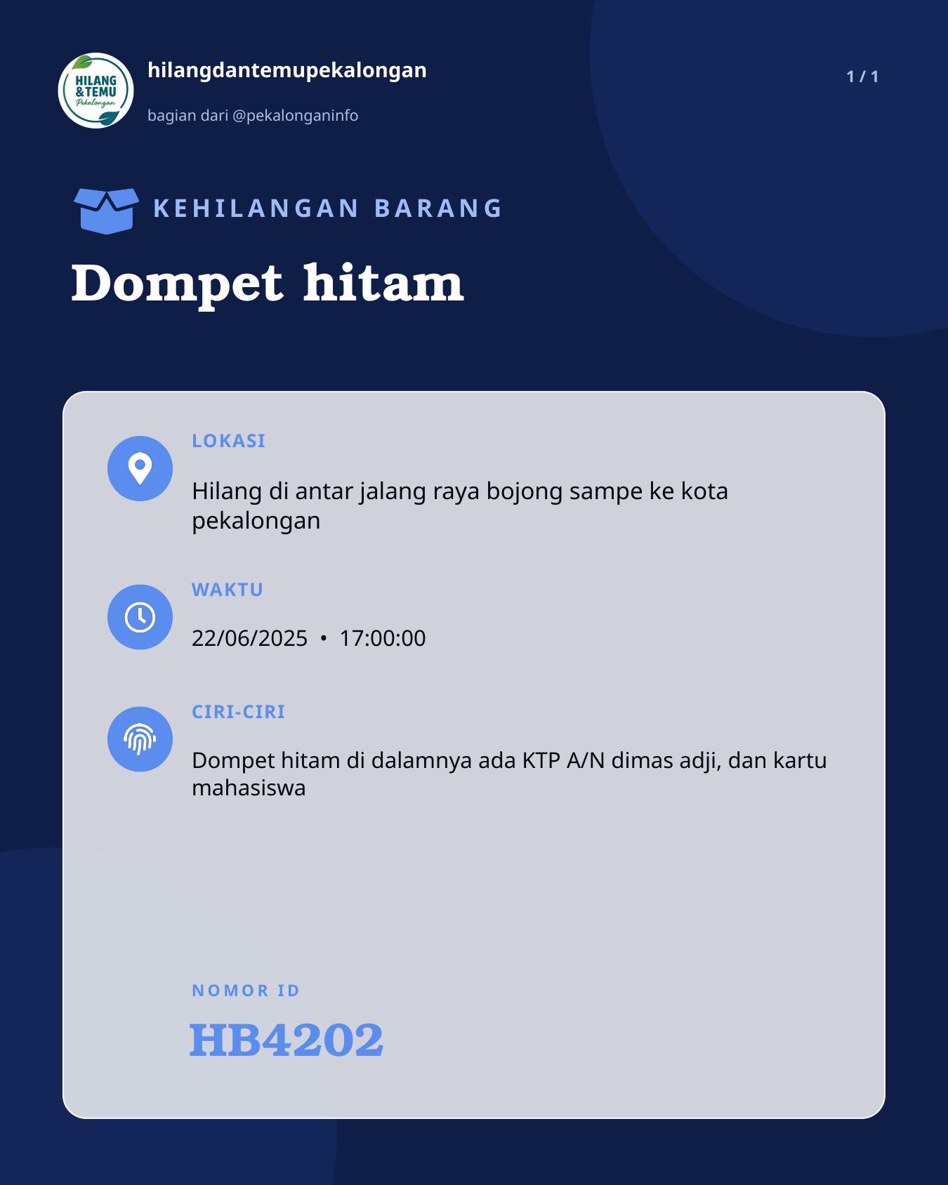 Slide laporan Dompet hitam (HB4202)