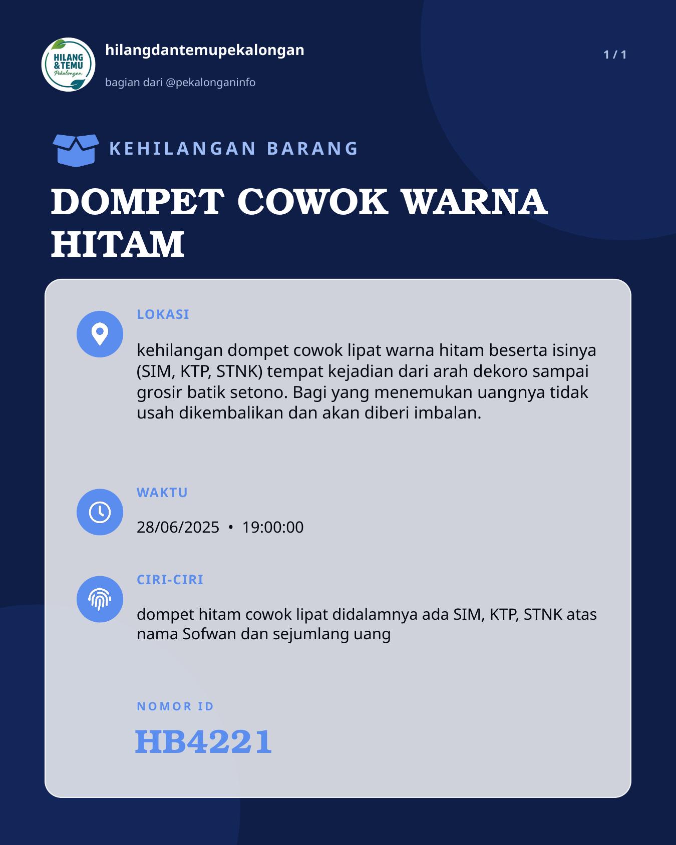 Slide laporan DOMPET COWOK WARNA HITAM (HB4221)