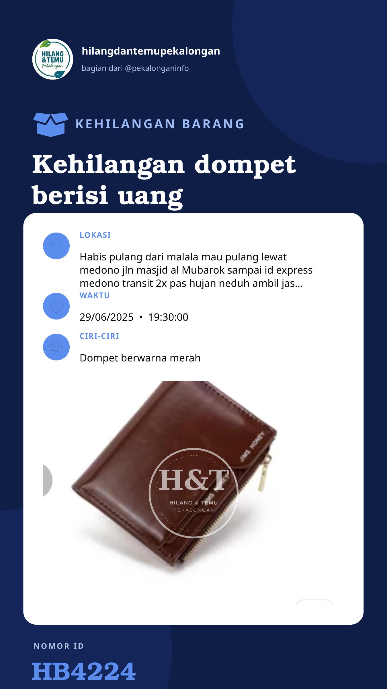 Story 9:16 laporan Kehilangan dompet berisi uang tunai dan atm dan data penting