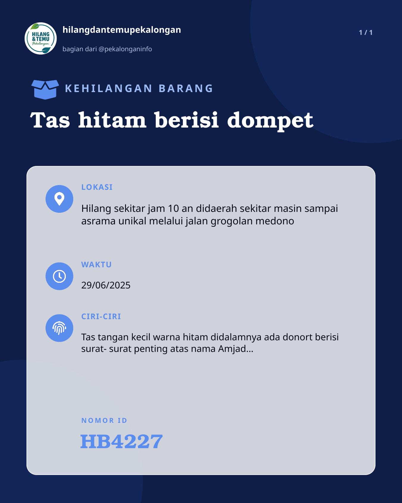 Slide laporan Tas hitam berisi dompet (HB4227)