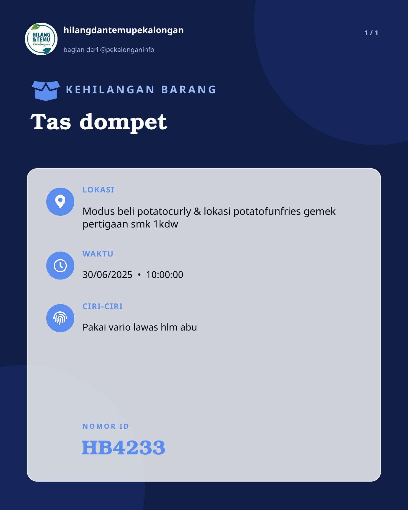 Slide laporan Tas dompet (HB4233)