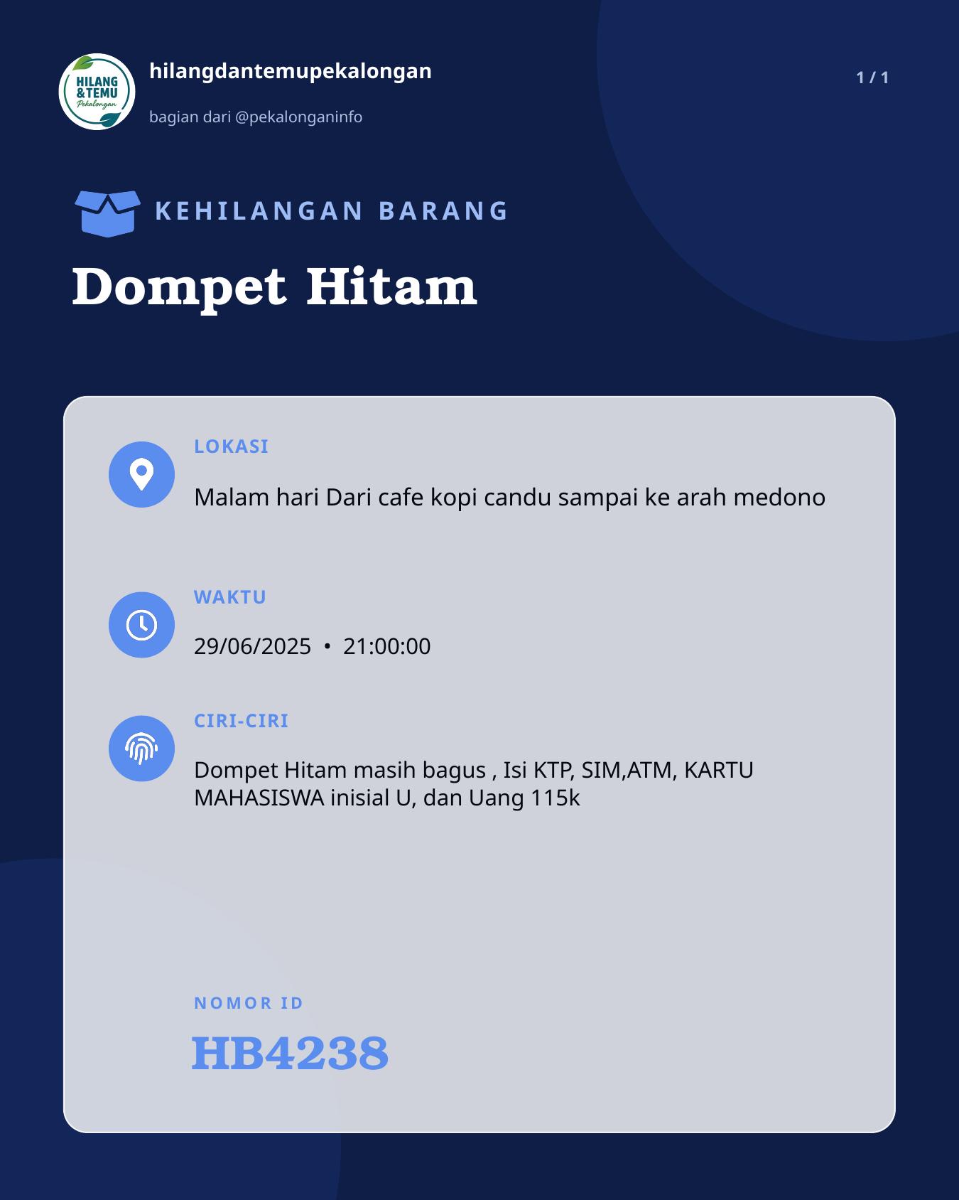 Slide laporan Dompet Hitam (HB4238)
