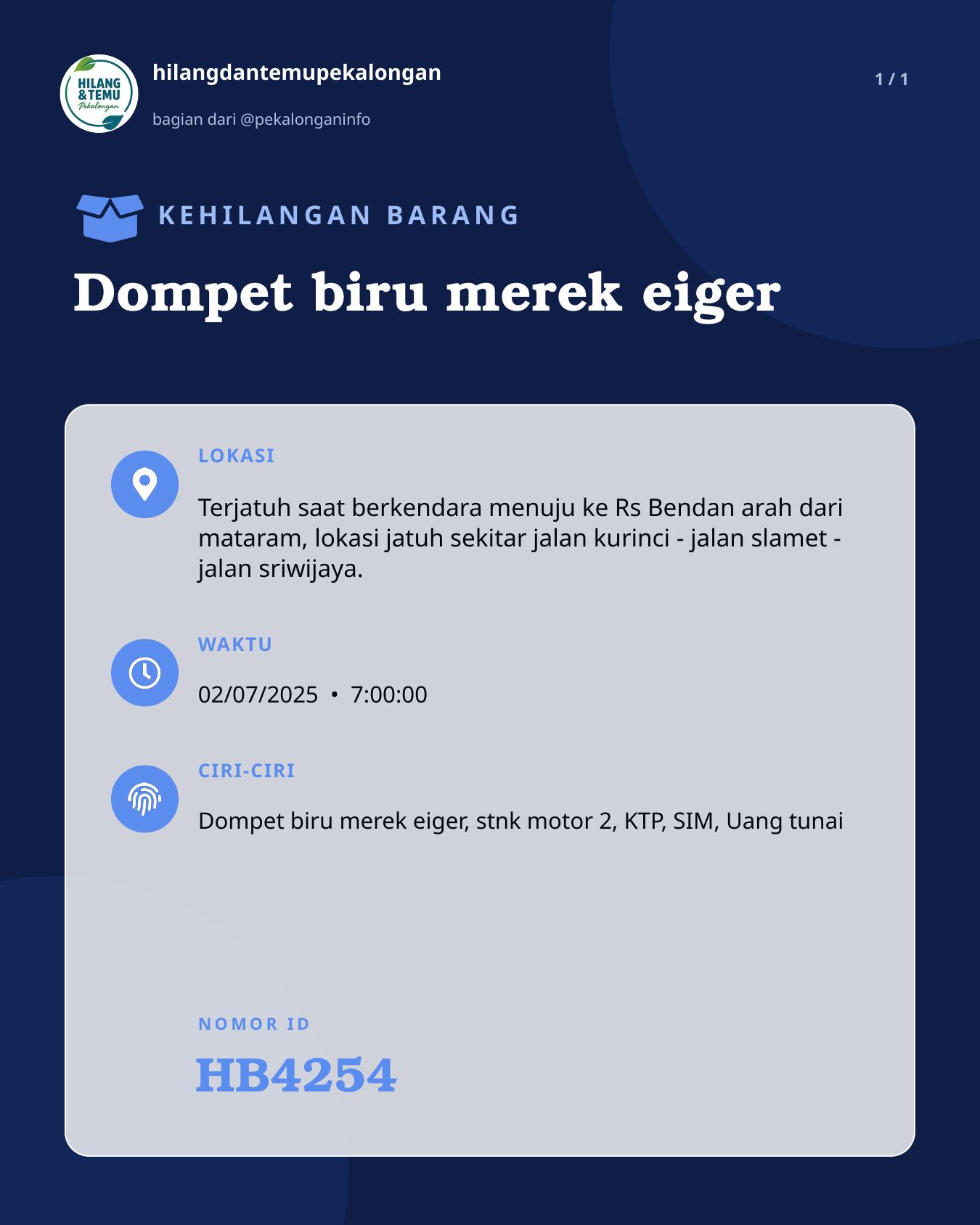 Slide laporan Dompet biru merek eiger (HB4254)