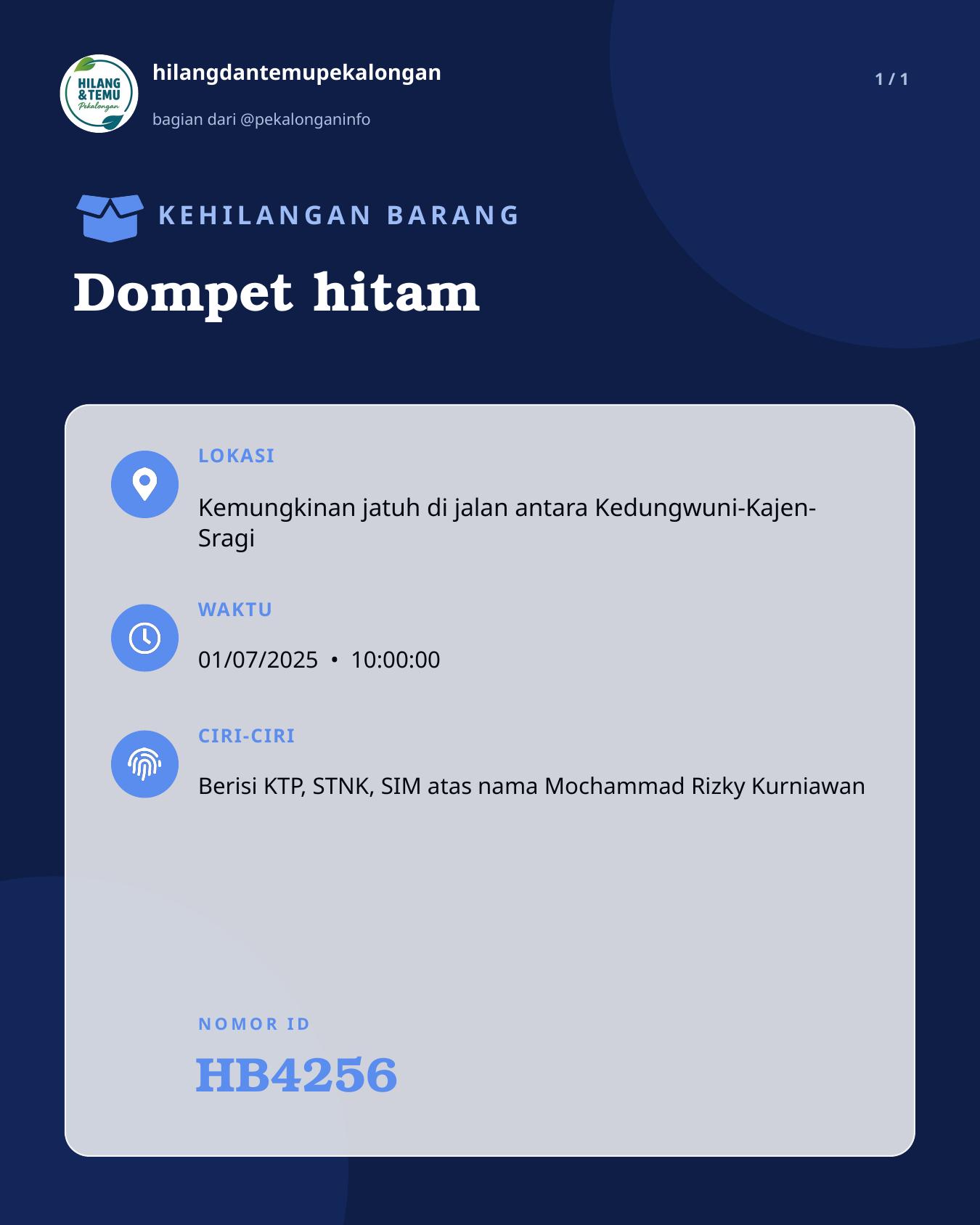 Slide laporan Dompet hitam (HB4256)