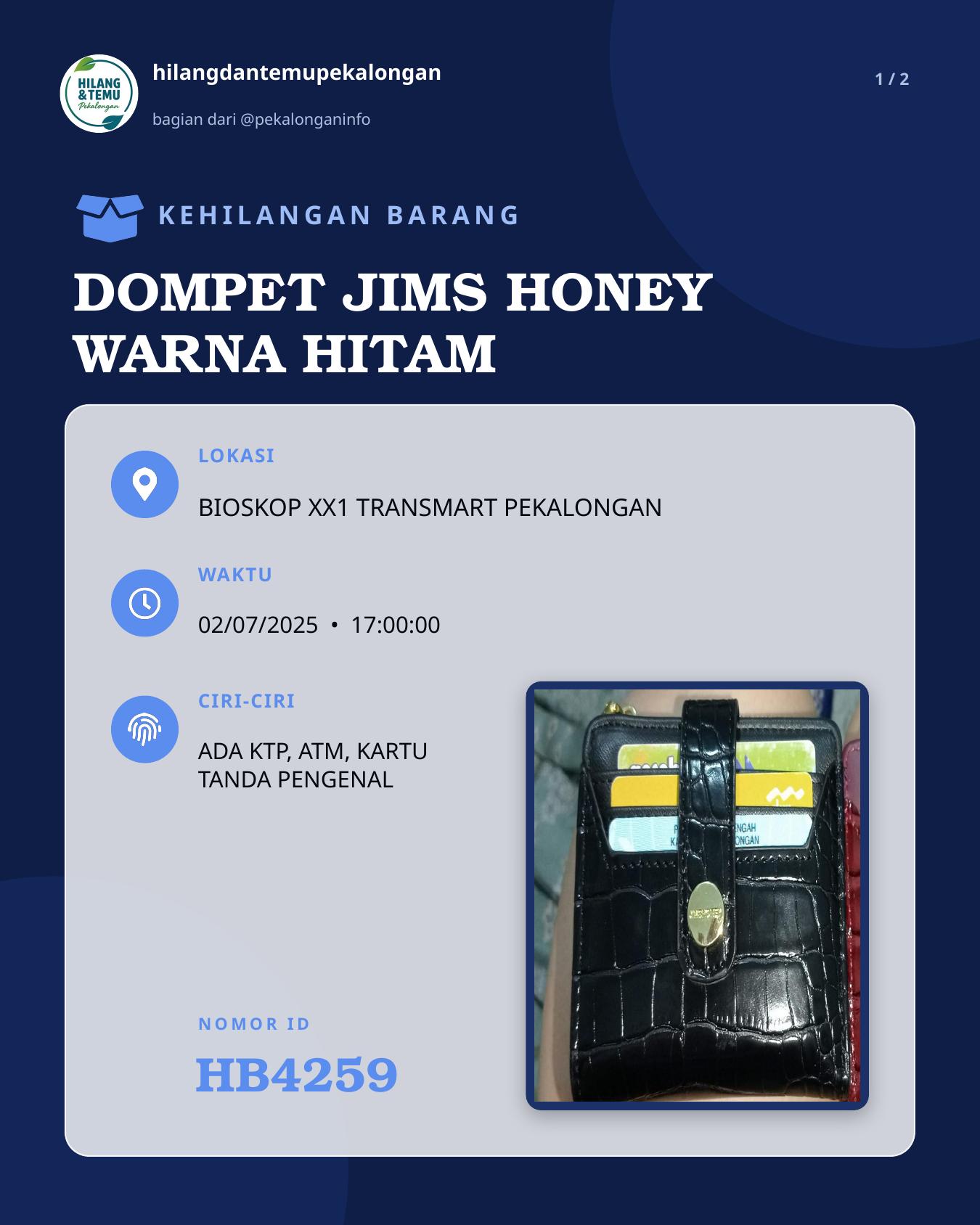 Slide 1 laporan DOMPET JIMS HONEY WARNA HITAM