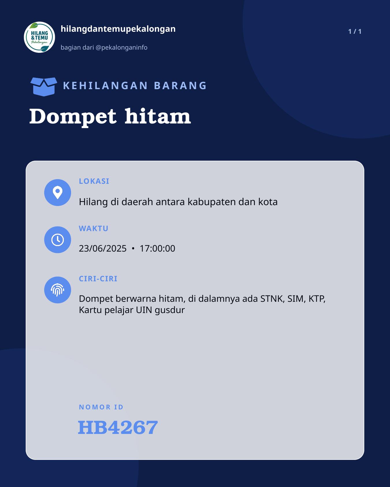 Slide laporan Dompet hitam (HB4267)