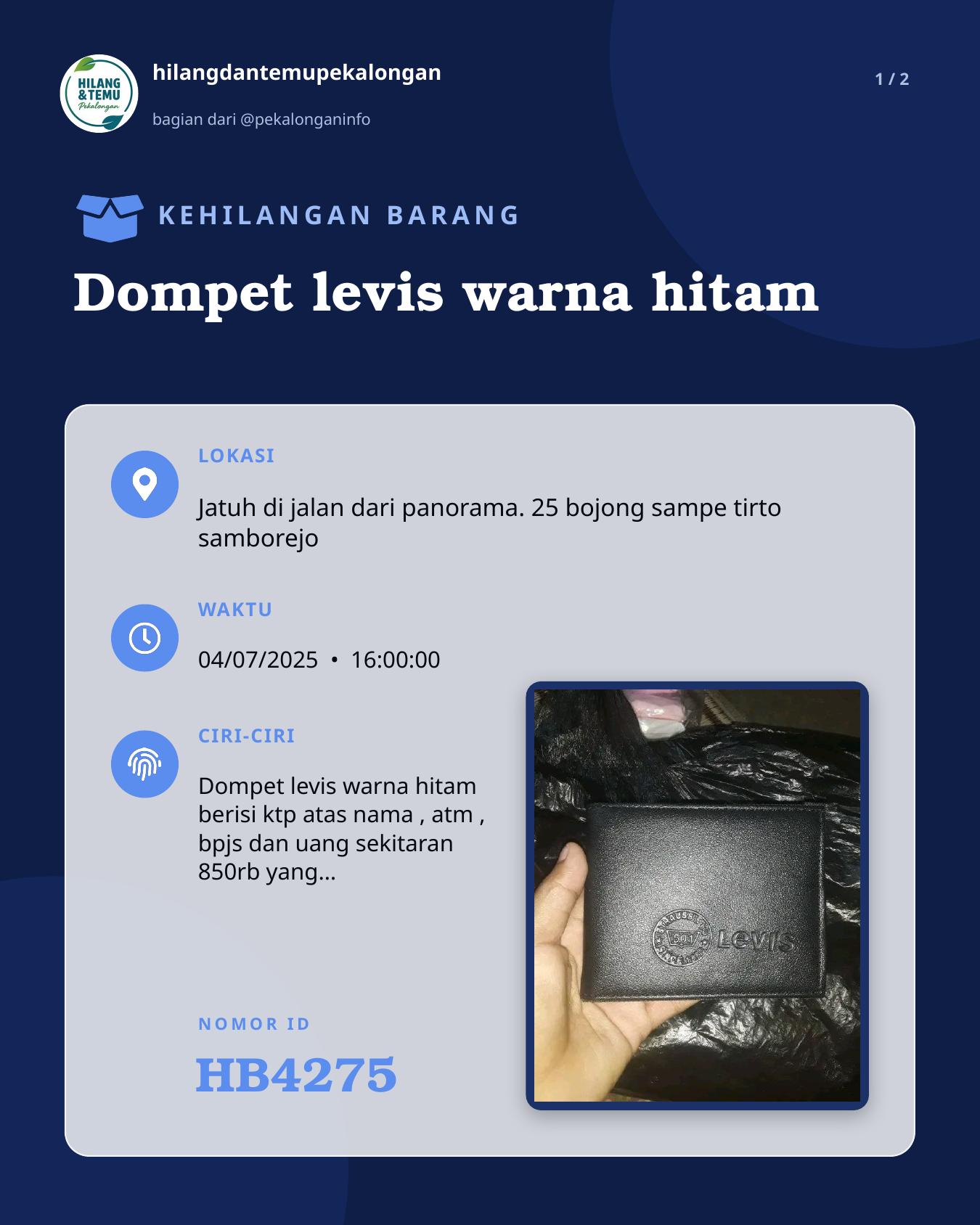 Slide 1 laporan Dompet levis warna hitam