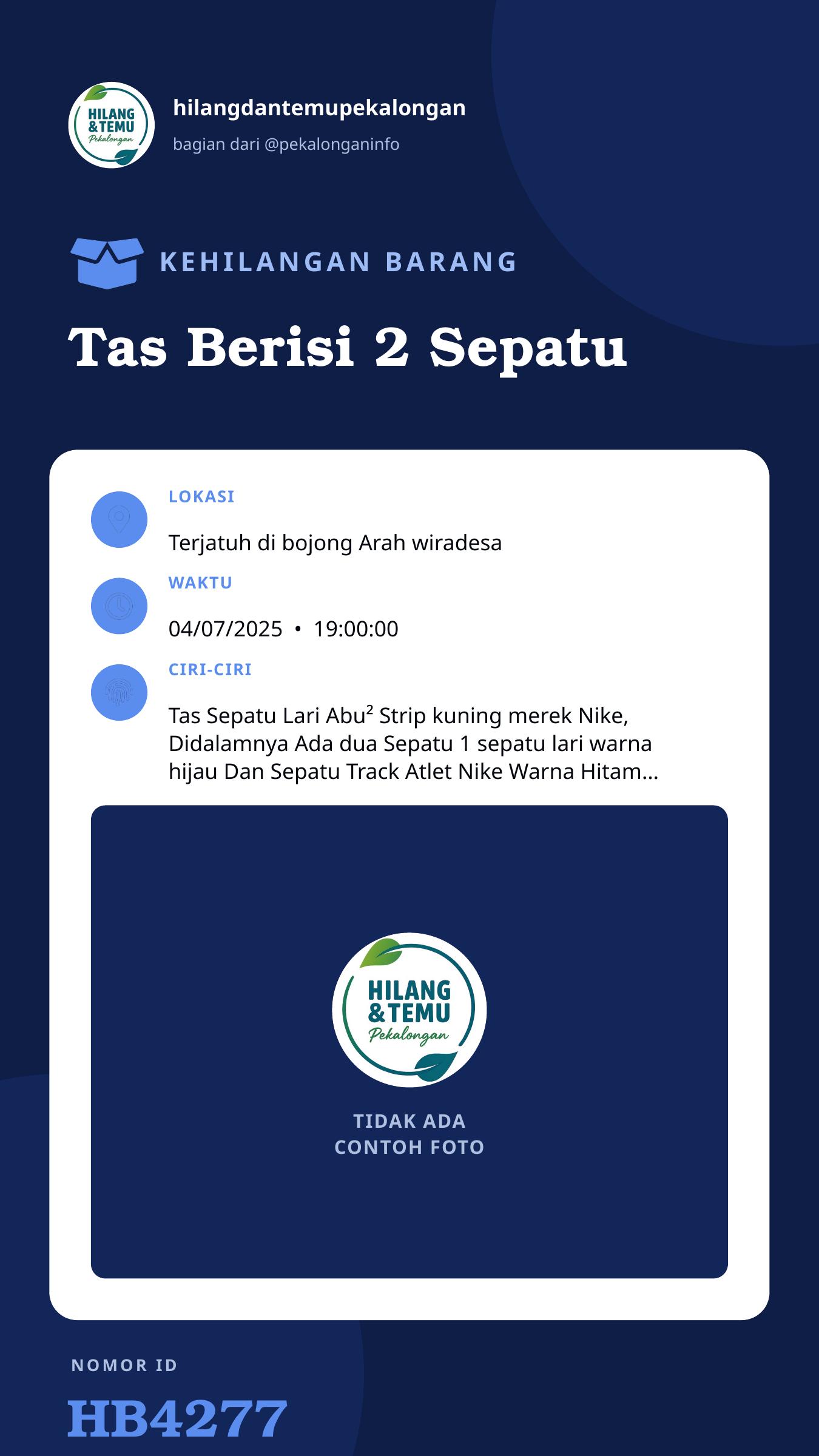Story 9:16 laporan Tas Berisi 2 Sepatu