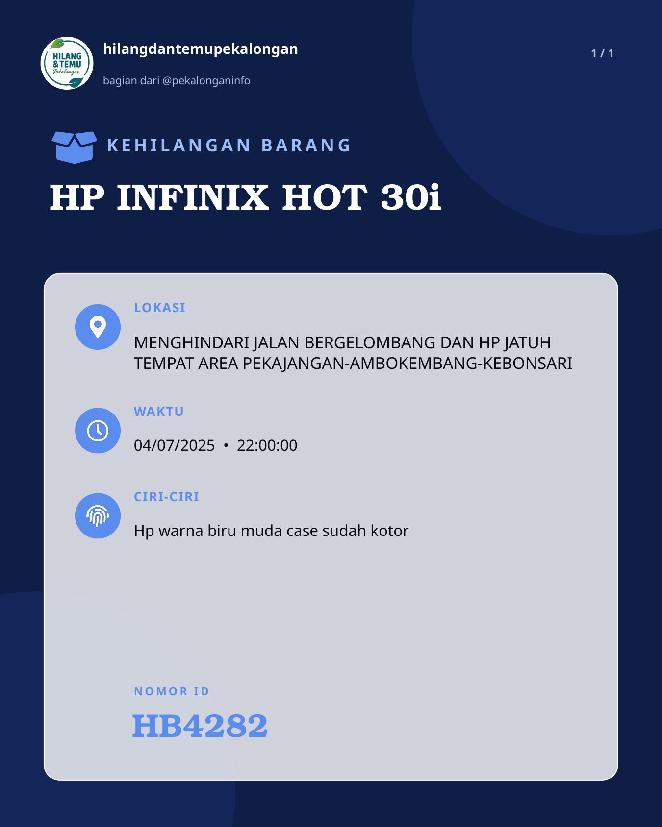 Slide laporan HP INFINIX HOT 30i (HB4282)