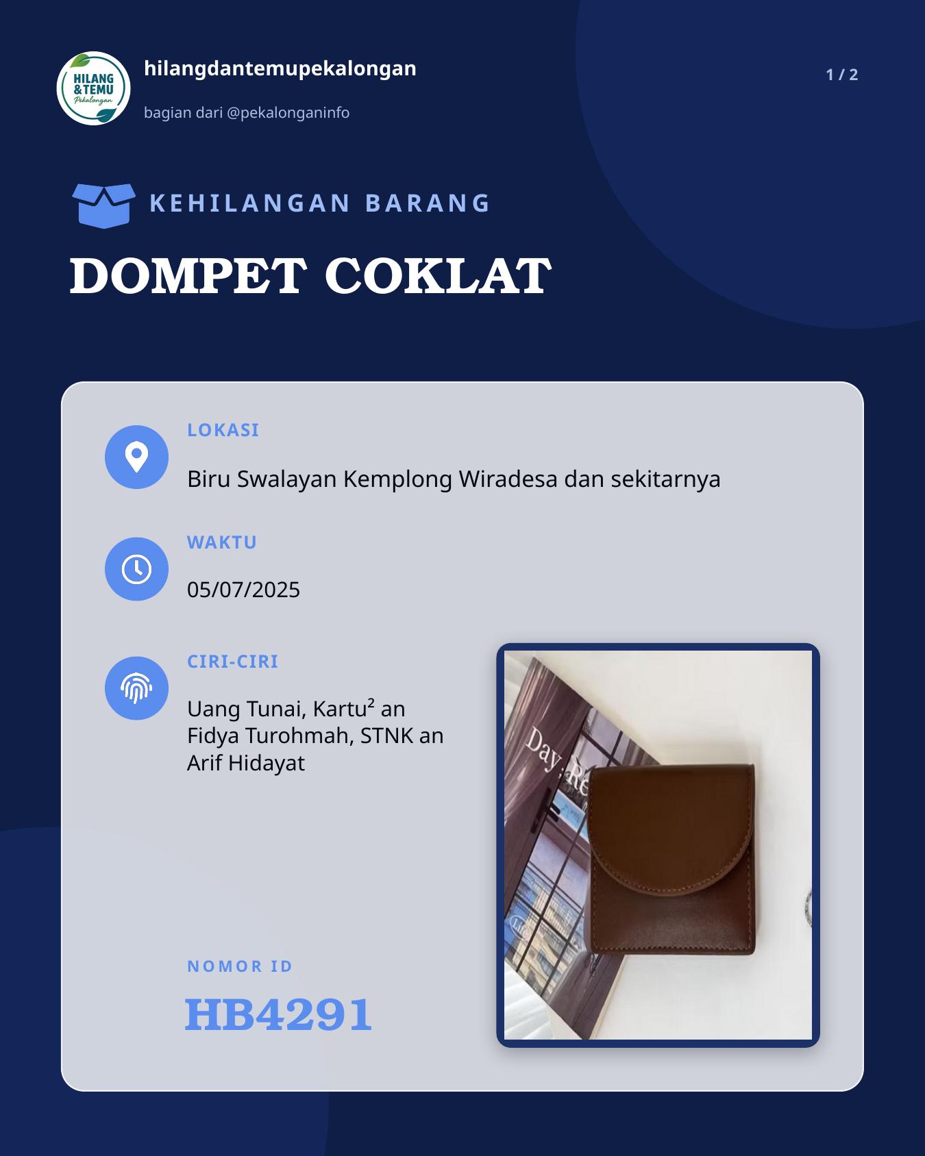 Slide 1 laporan DOMPET COKLAT