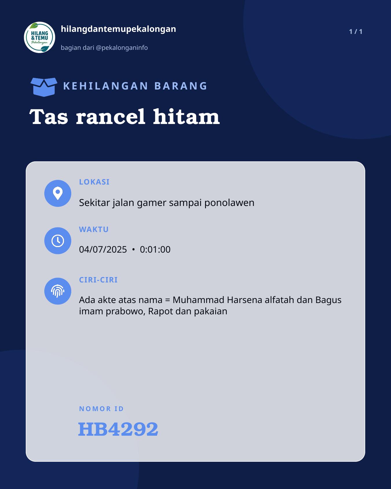 Slide laporan Tas rancel hitam (HB4292)