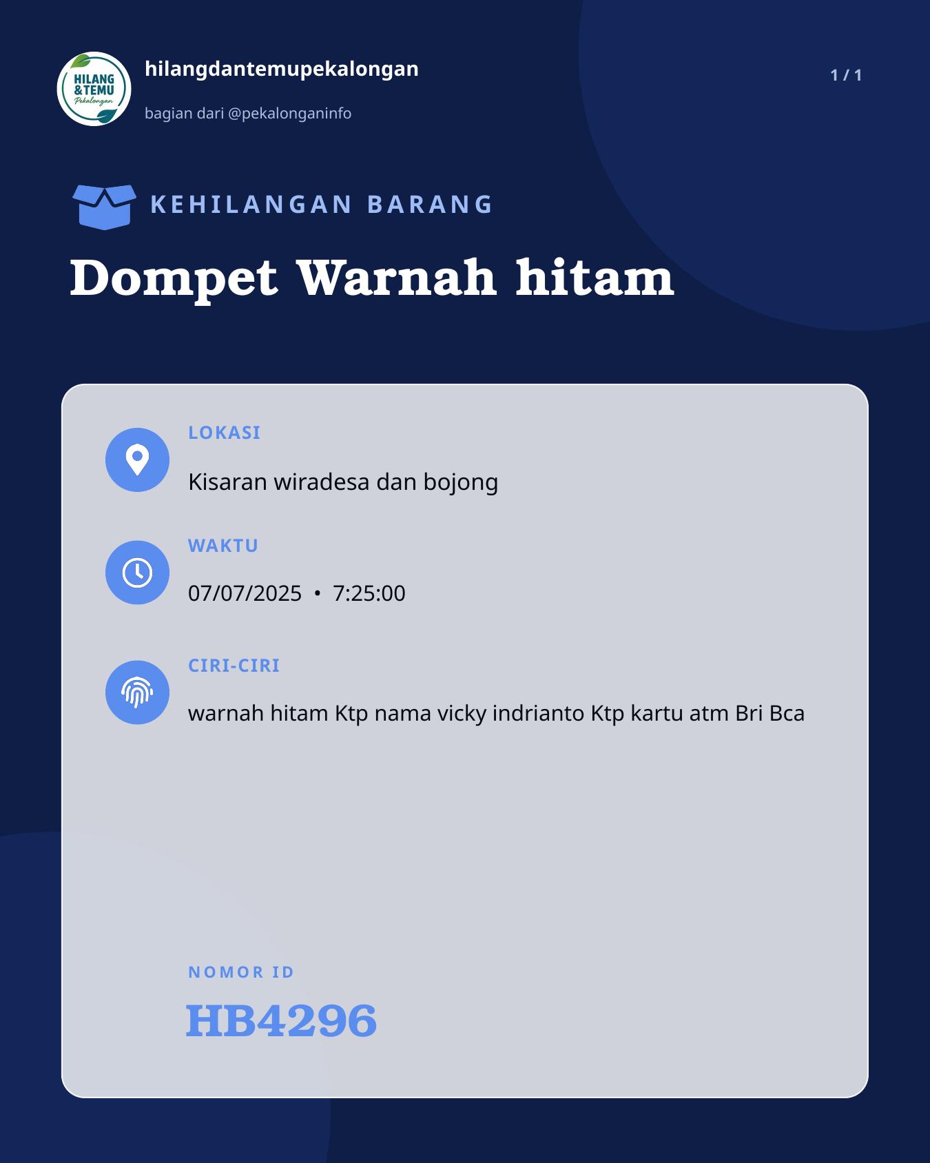 Slide laporan Dompet Warnah hitam (HB4296)