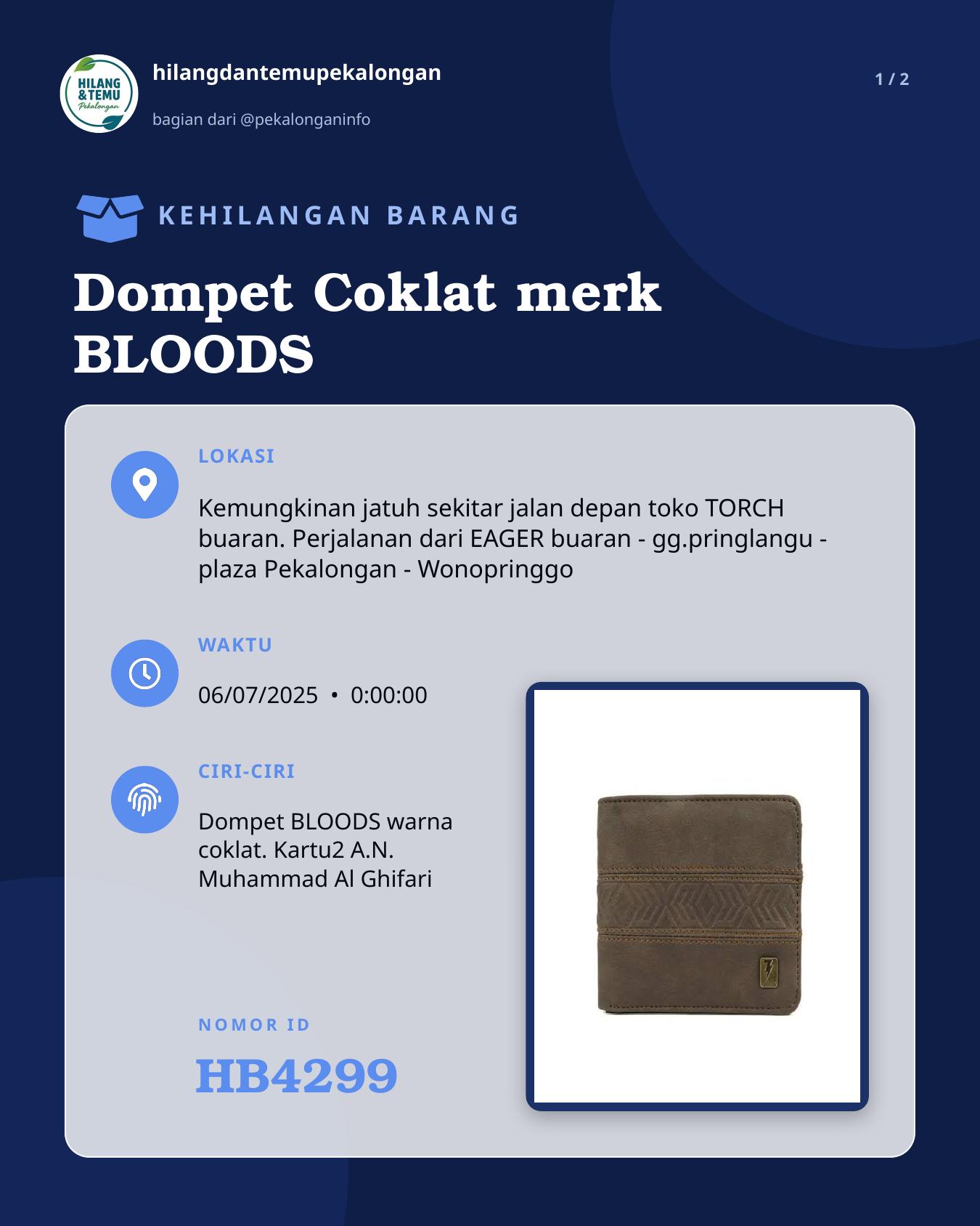 Slide 1 laporan Dompet Coklat merk BLOODS