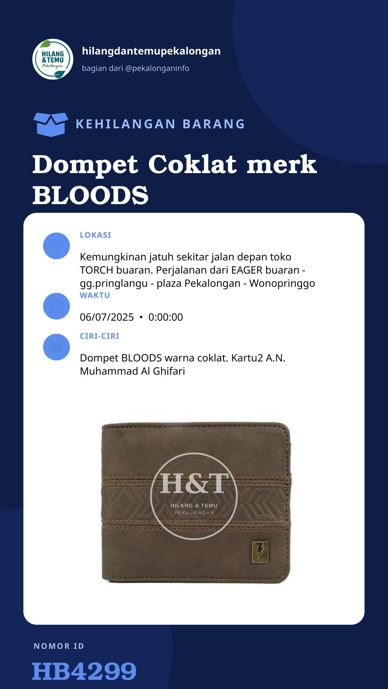 Story 9:16 laporan Dompet Coklat merk BLOODS