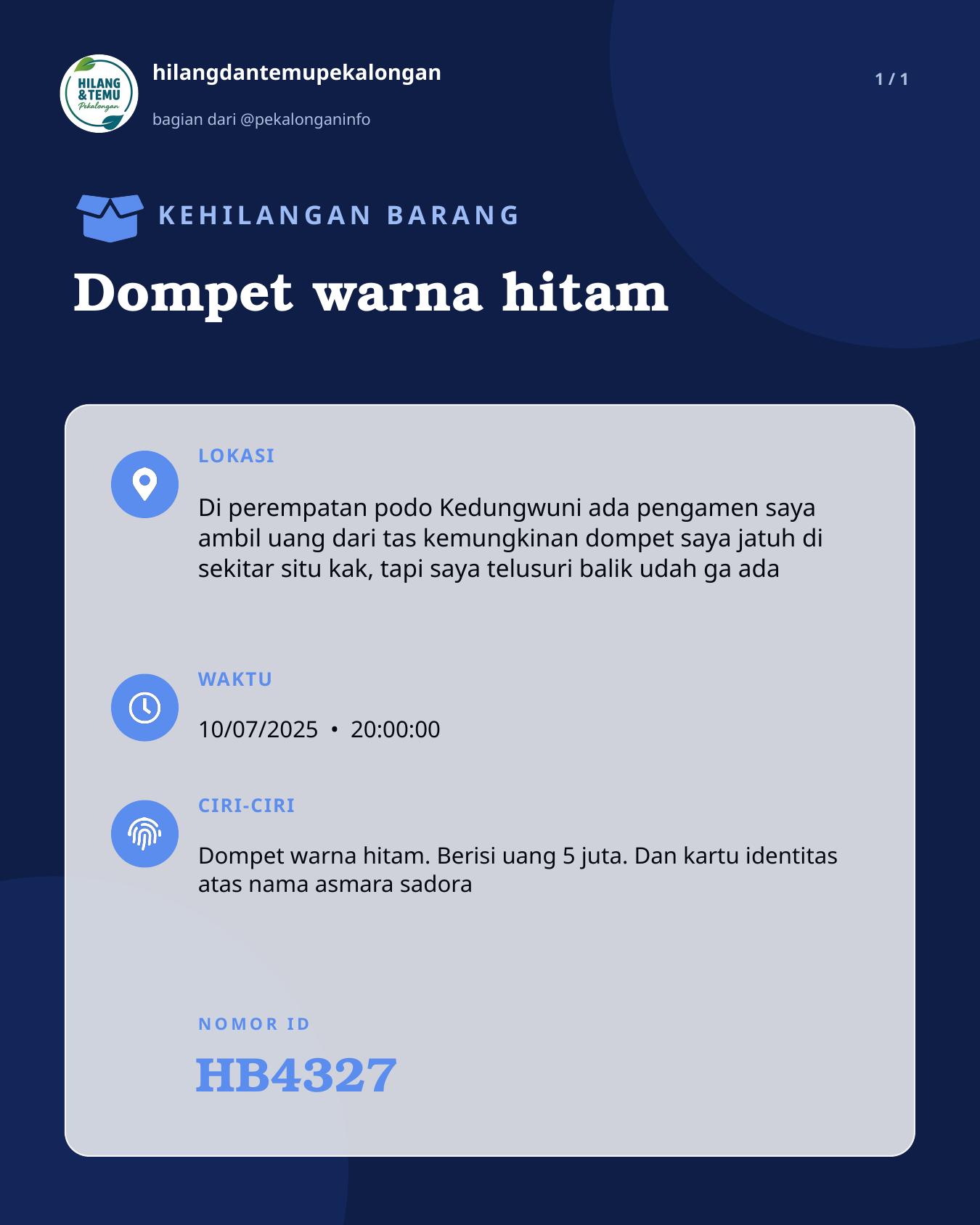 Slide laporan Dompet warna hitam (HB4327)