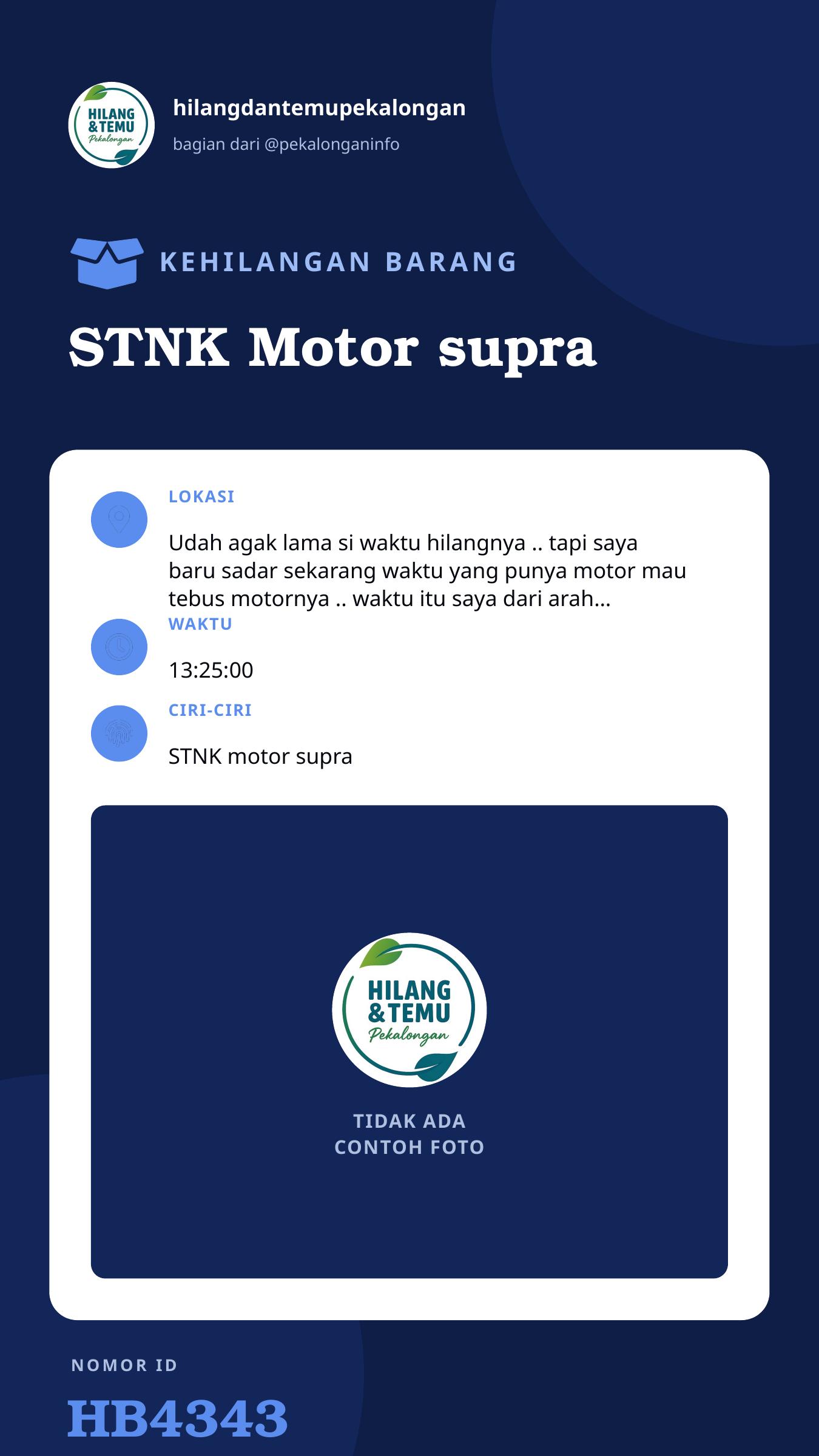 Story 9:16 laporan STNK Motor supra