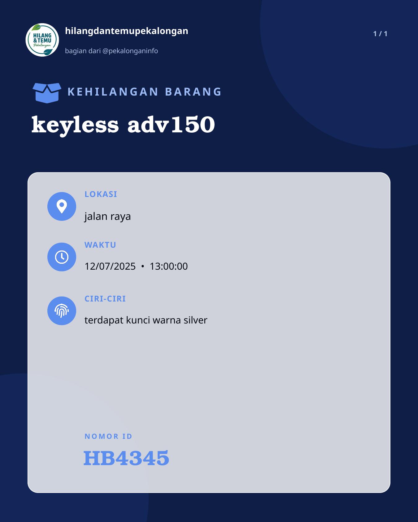 Slide laporan keyless adv150 (HB4345)