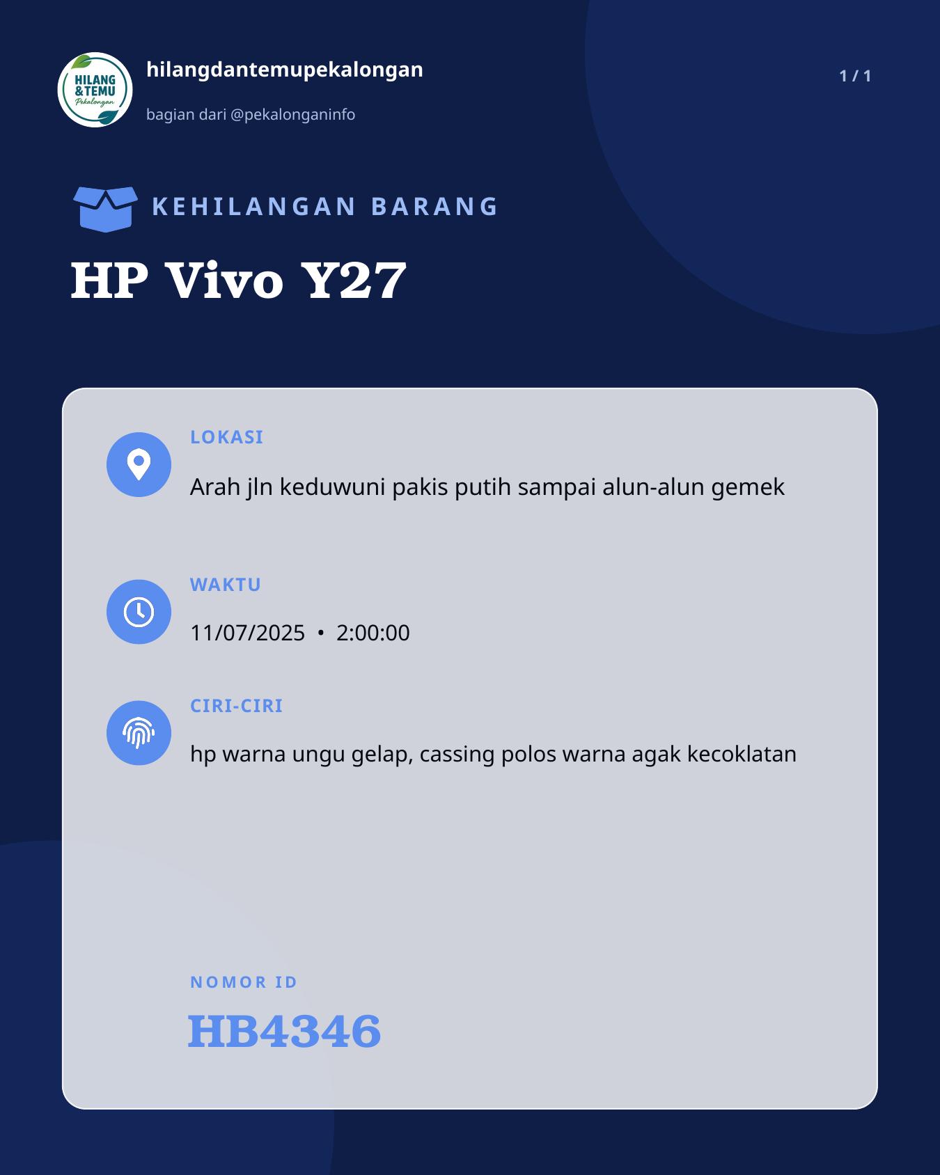 Slide laporan HP Vivo Y27 (HB4346)