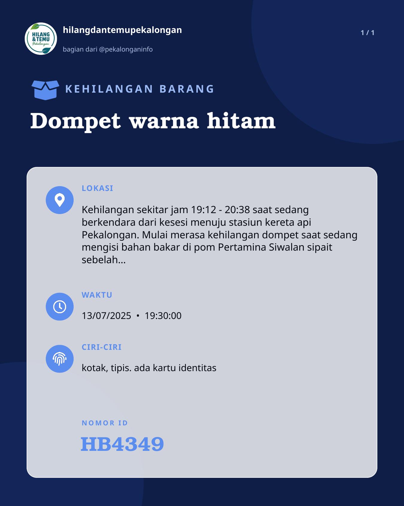 Slide laporan Dompet warna hitam (HB4349)