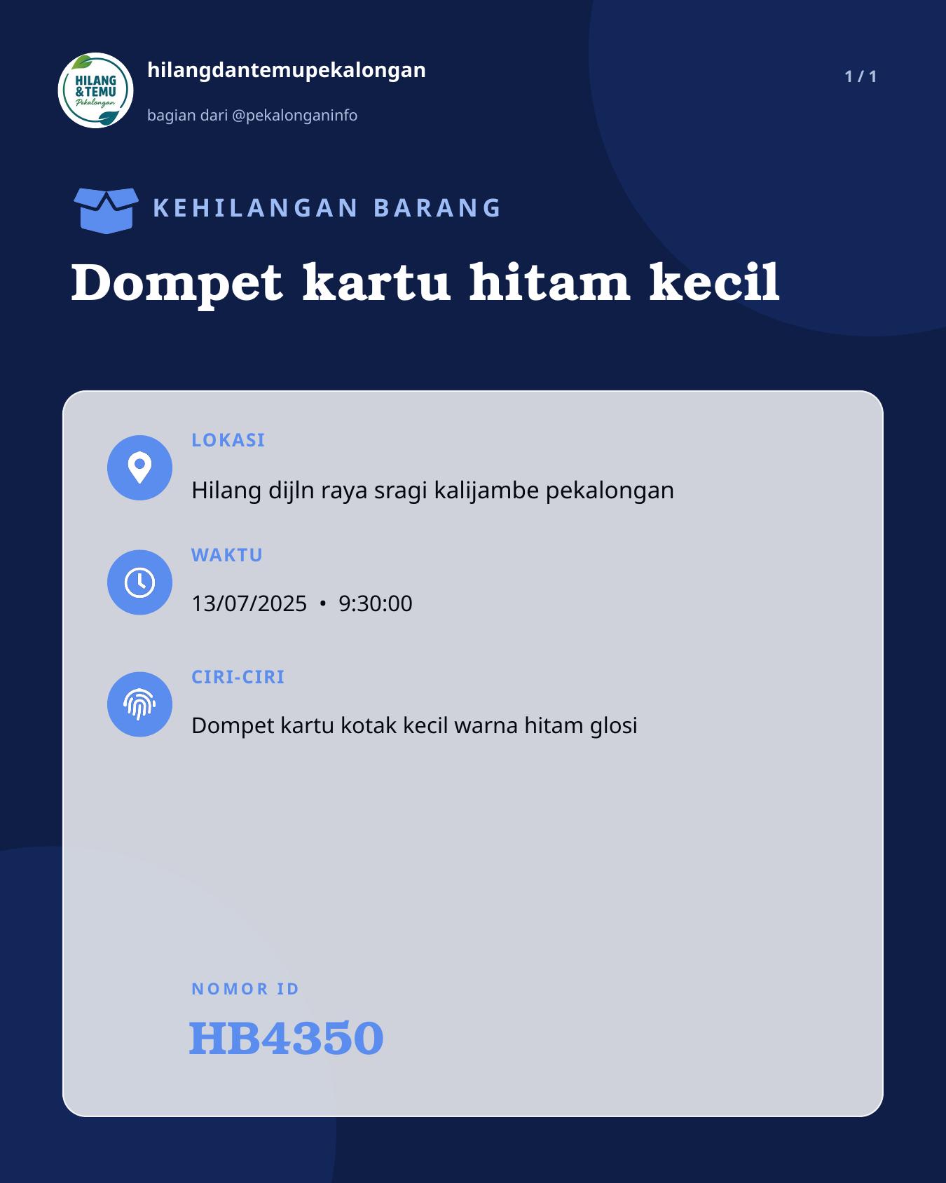 Slide laporan Dompet kartu hitam kecil (HB4350)