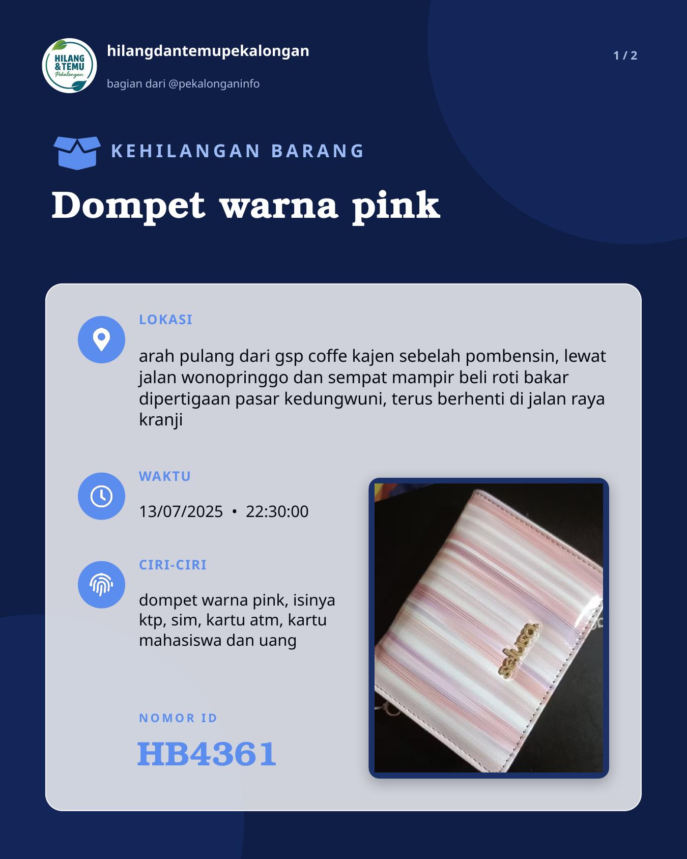 Slide 1 laporan Dompet warna pink