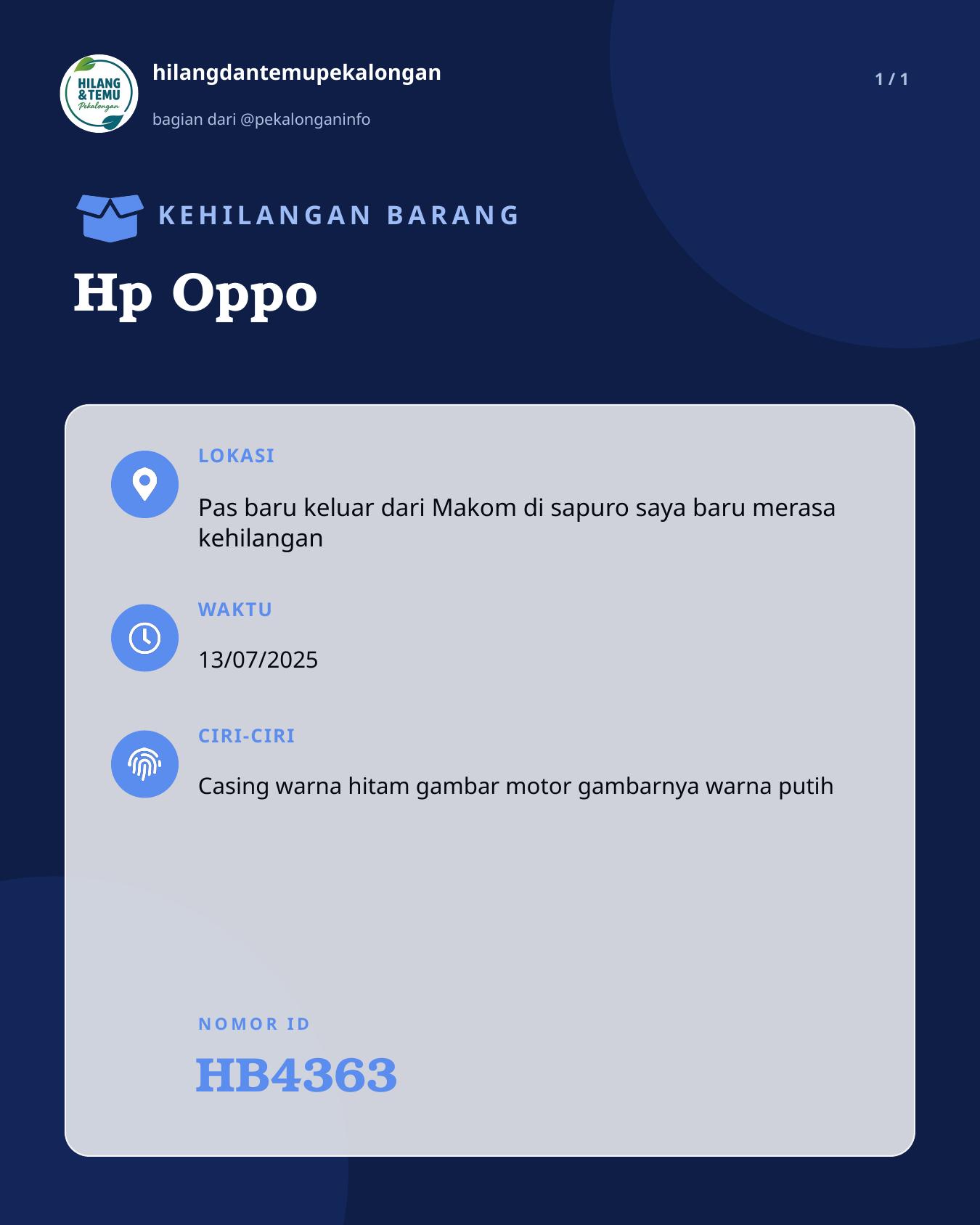 Slide laporan Hp Oppo (HB4363)